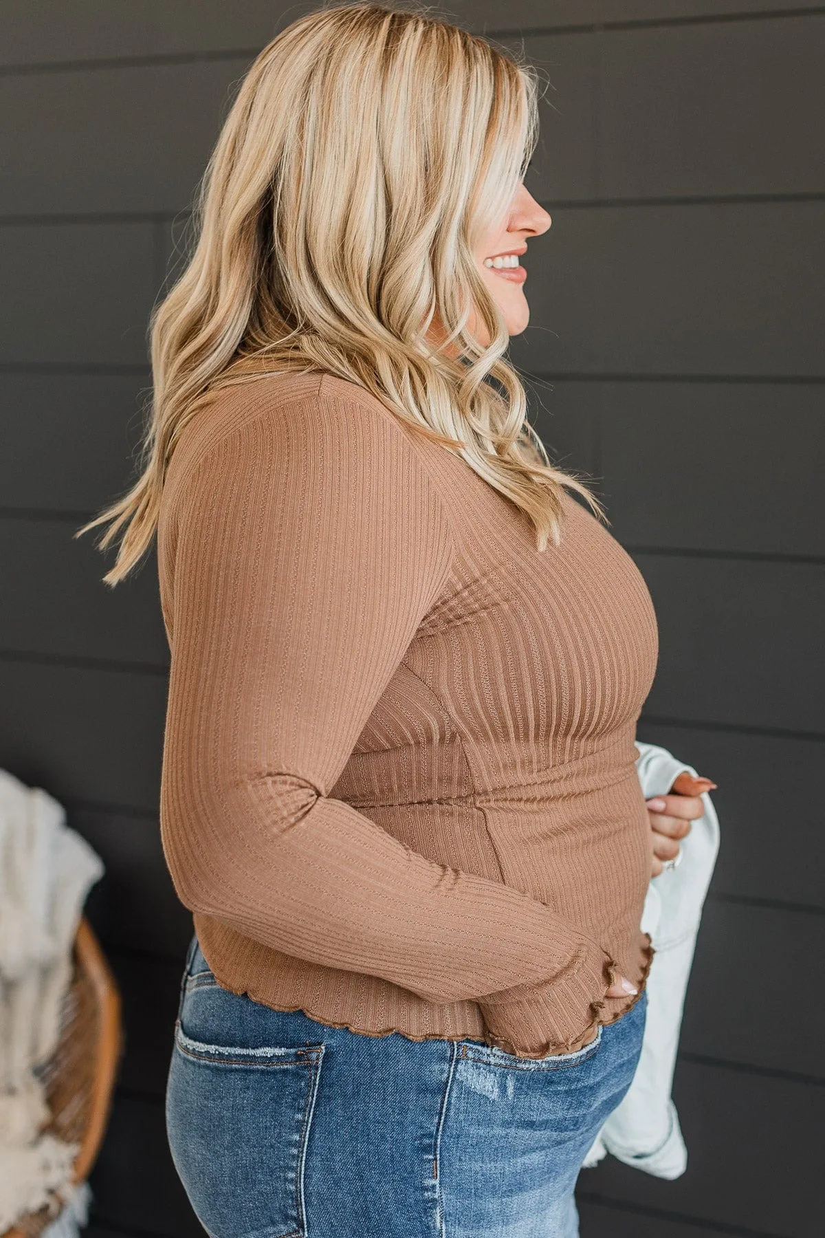 Feeling Elated Knit Top- Latte