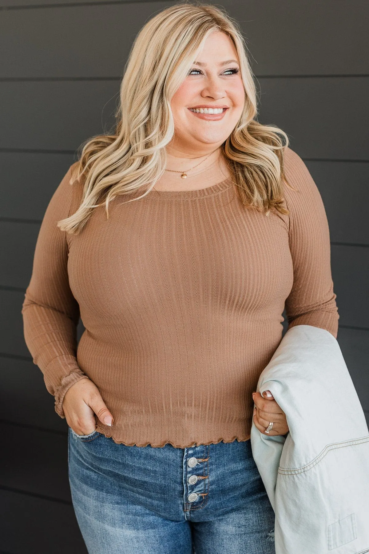 Feeling Elated Knit Top- Latte