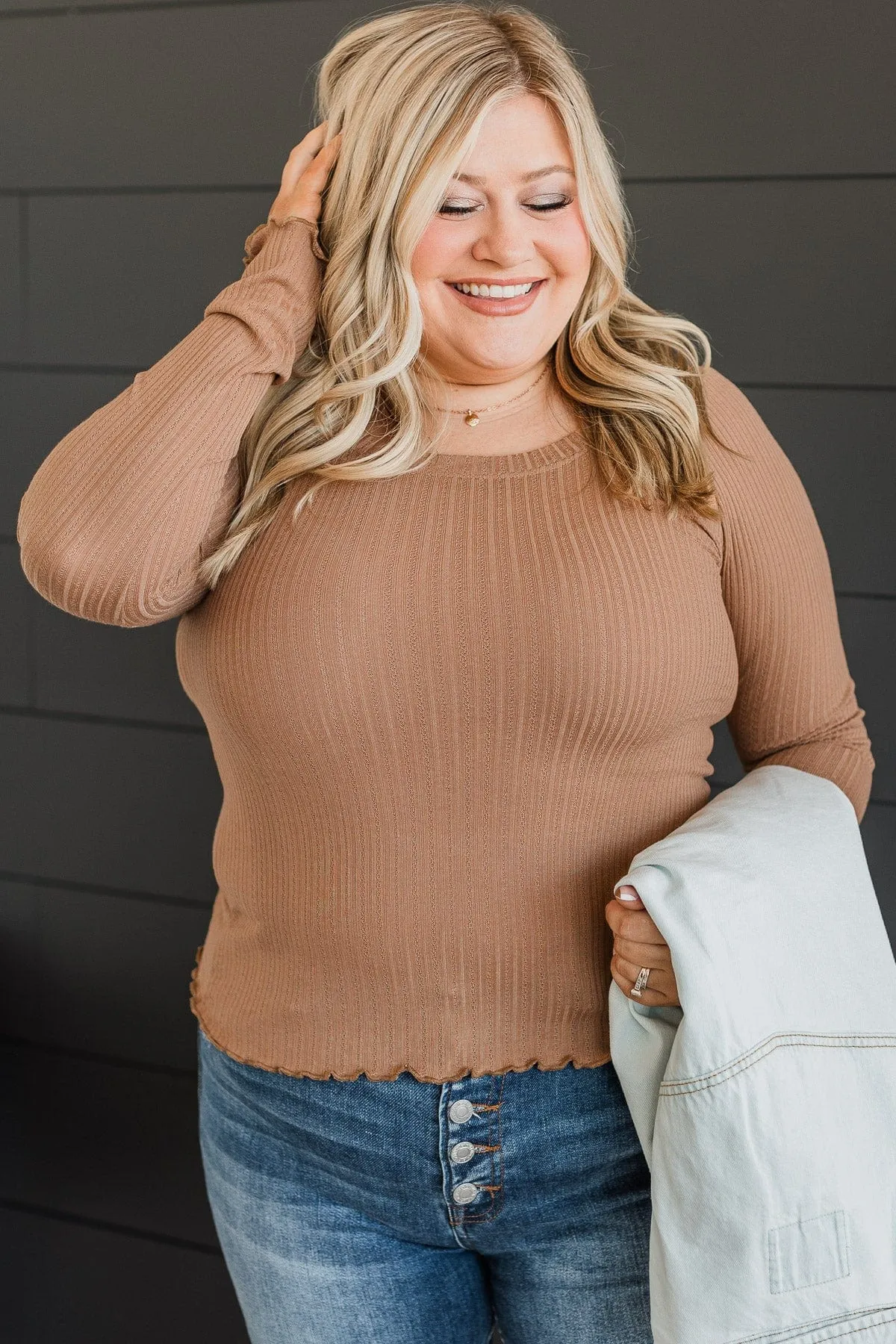 Feeling Elated Knit Top- Latte