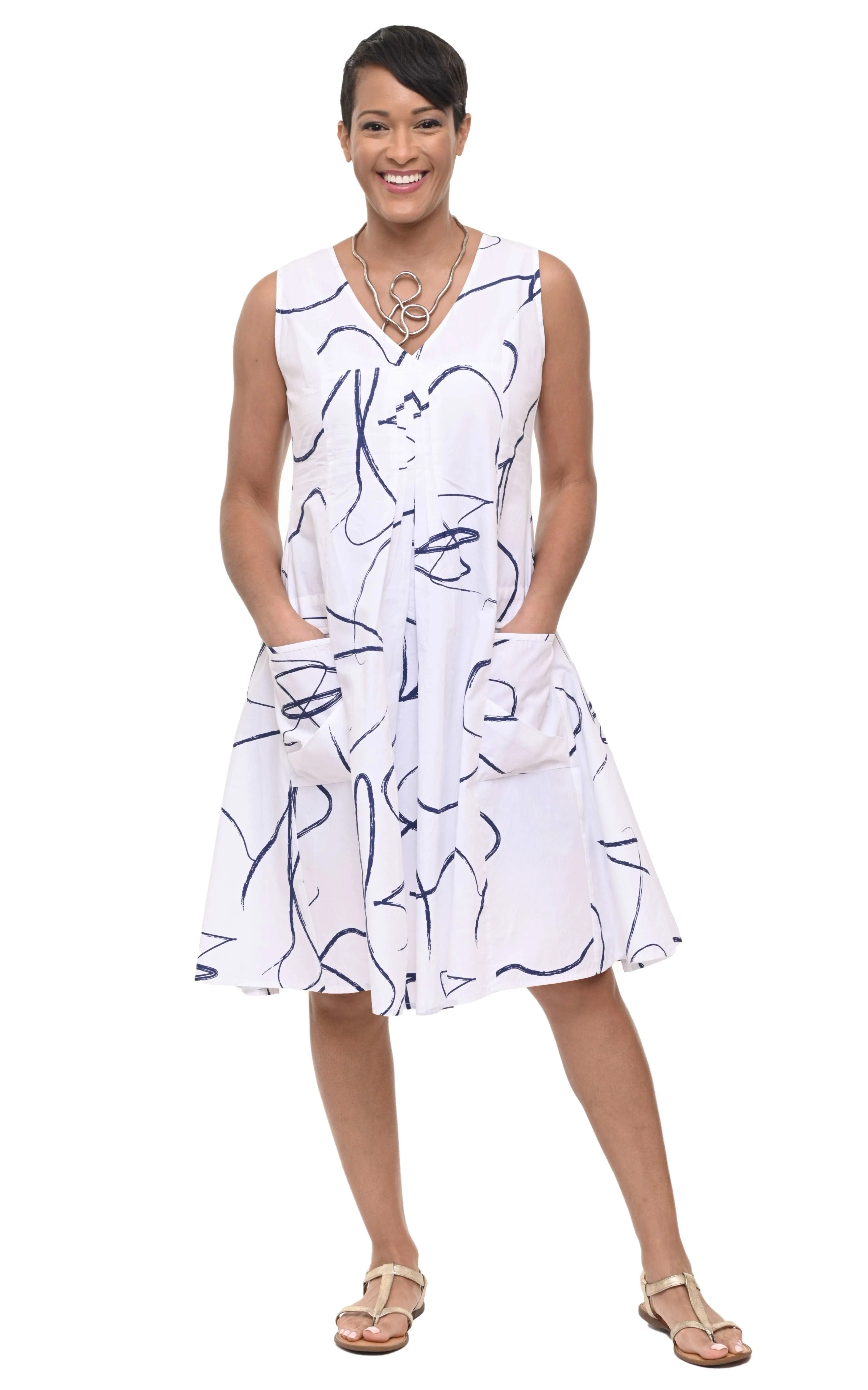 FINAL SALE CV656 Poppie Dress in Navy Ribbon*
