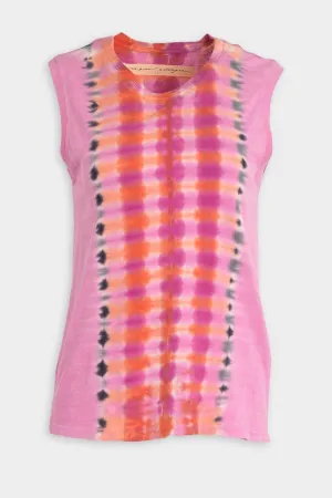 Fitted Muscle Tee in Fuschia/Orange