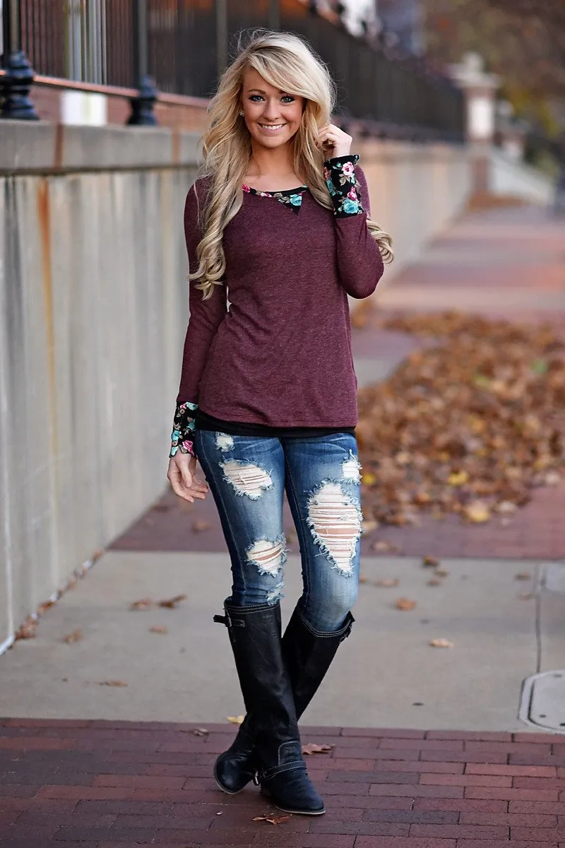 Floral Cuff Top