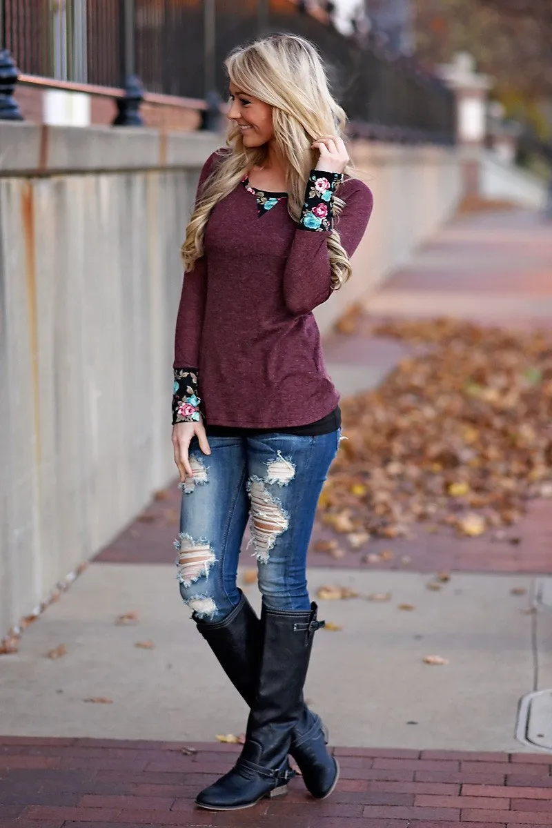 Floral Cuff Top
