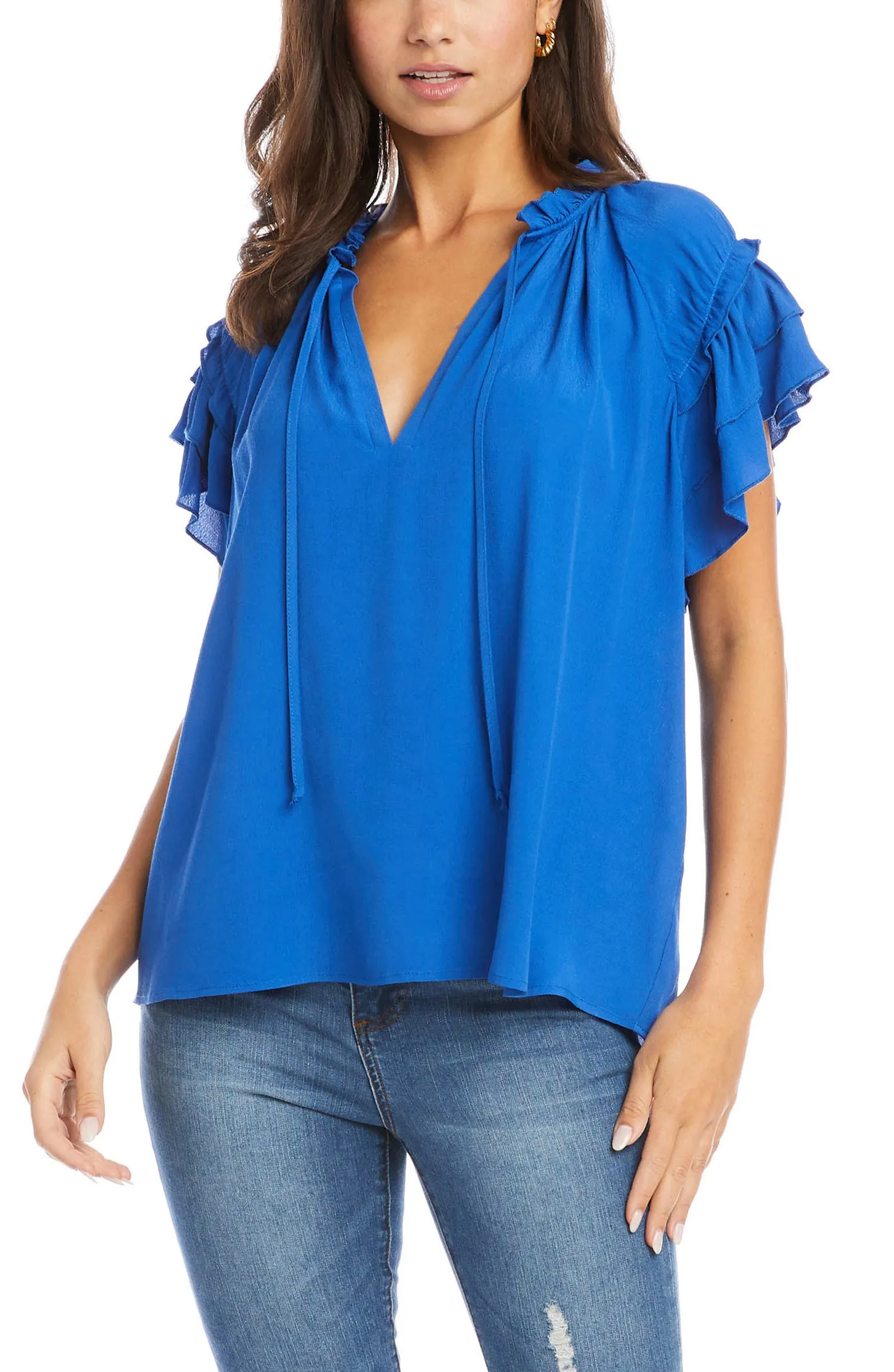 Flutter Sleeve Ruffle Top