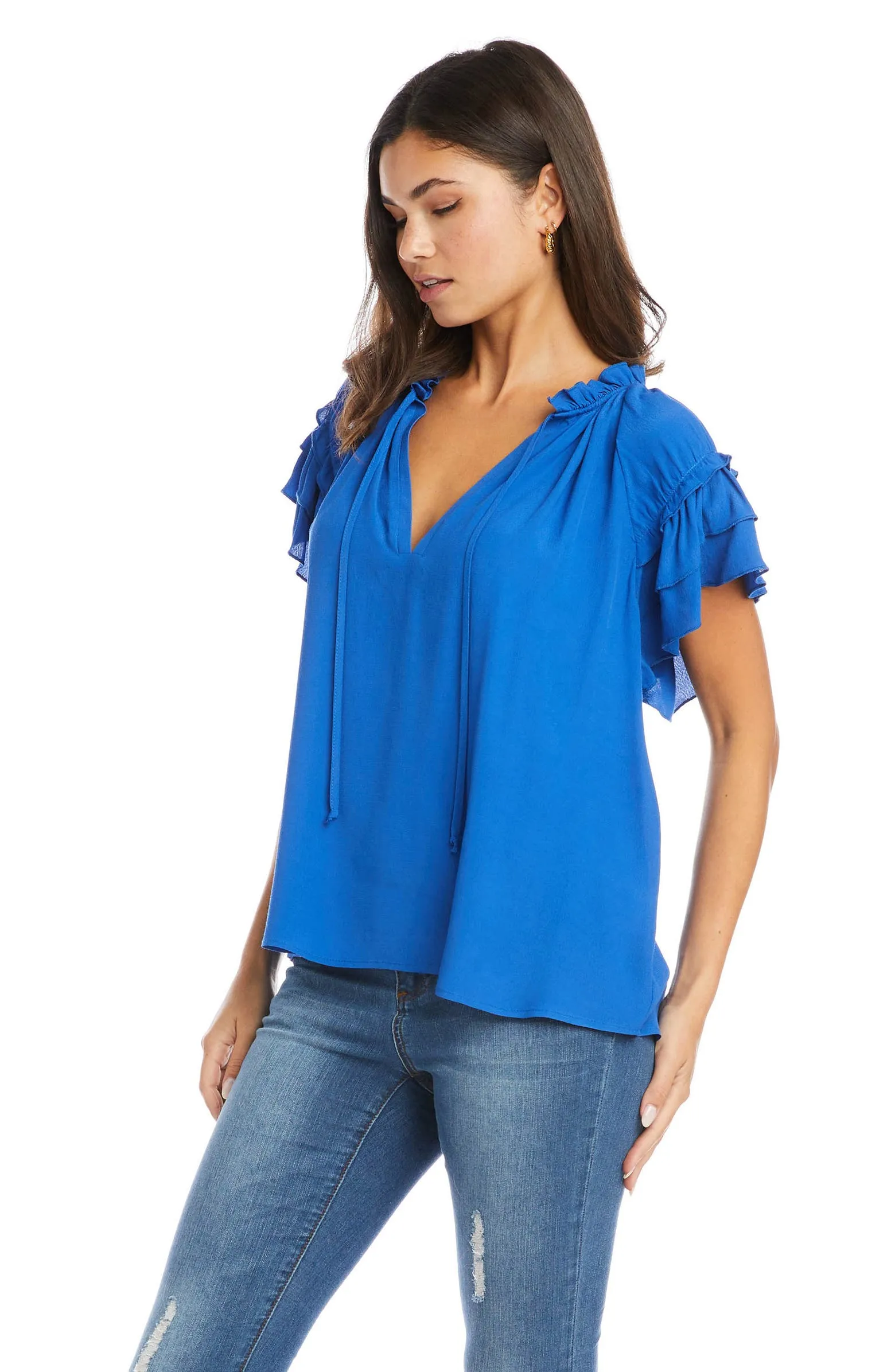 Flutter Sleeve Ruffle Top