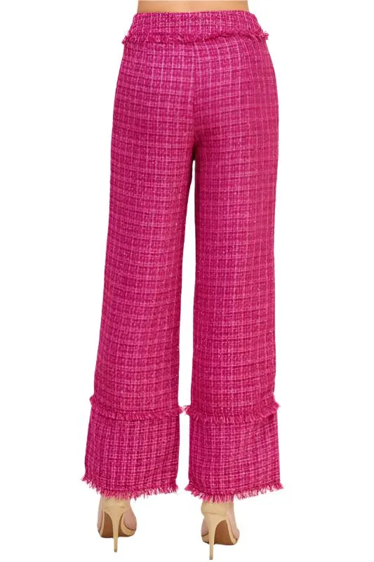 Frayed Detail Tweed Pants