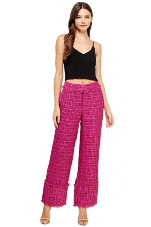 Frayed Detail Tweed Pants