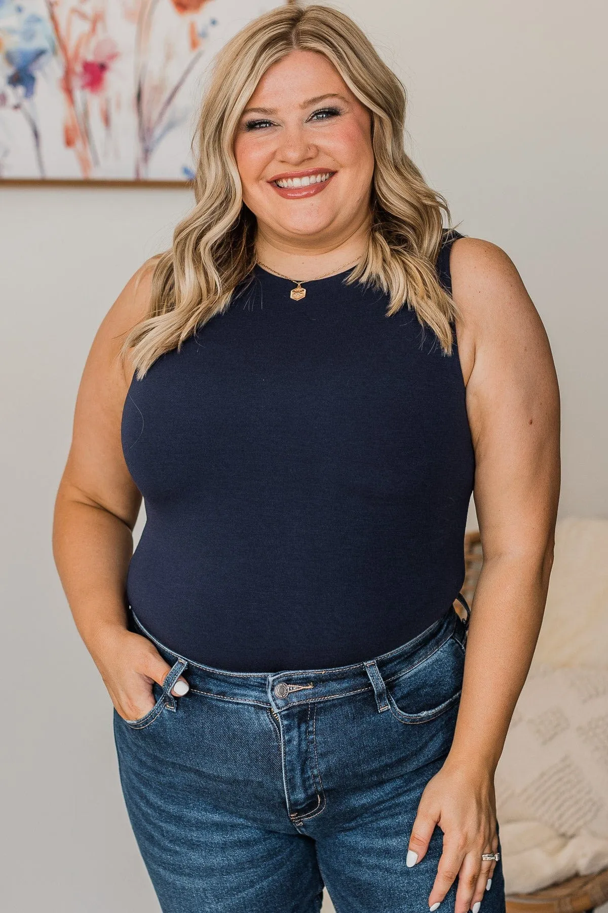 Free To Flourish Knit Bodysuit- Navy