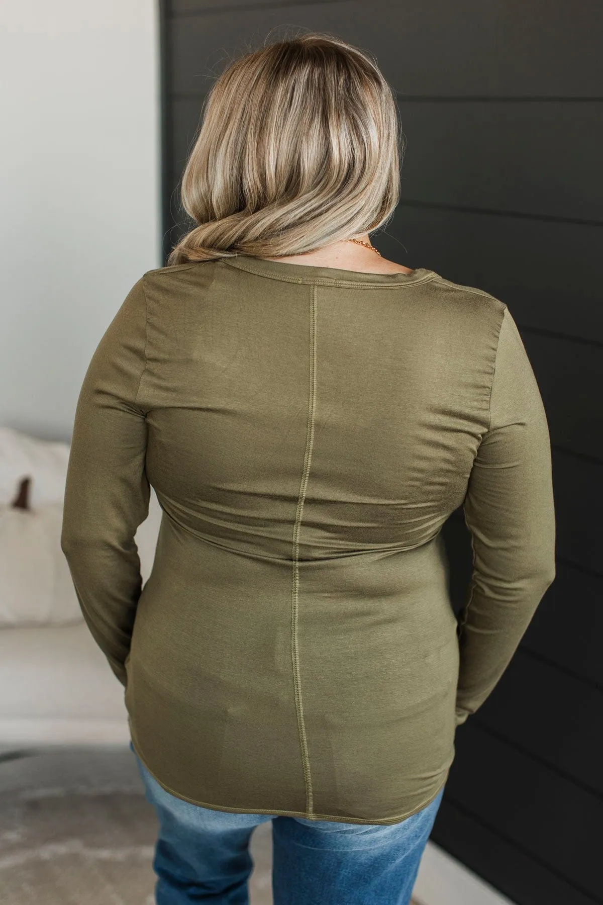 Genuine Connections Long Sleeve Top- Olive