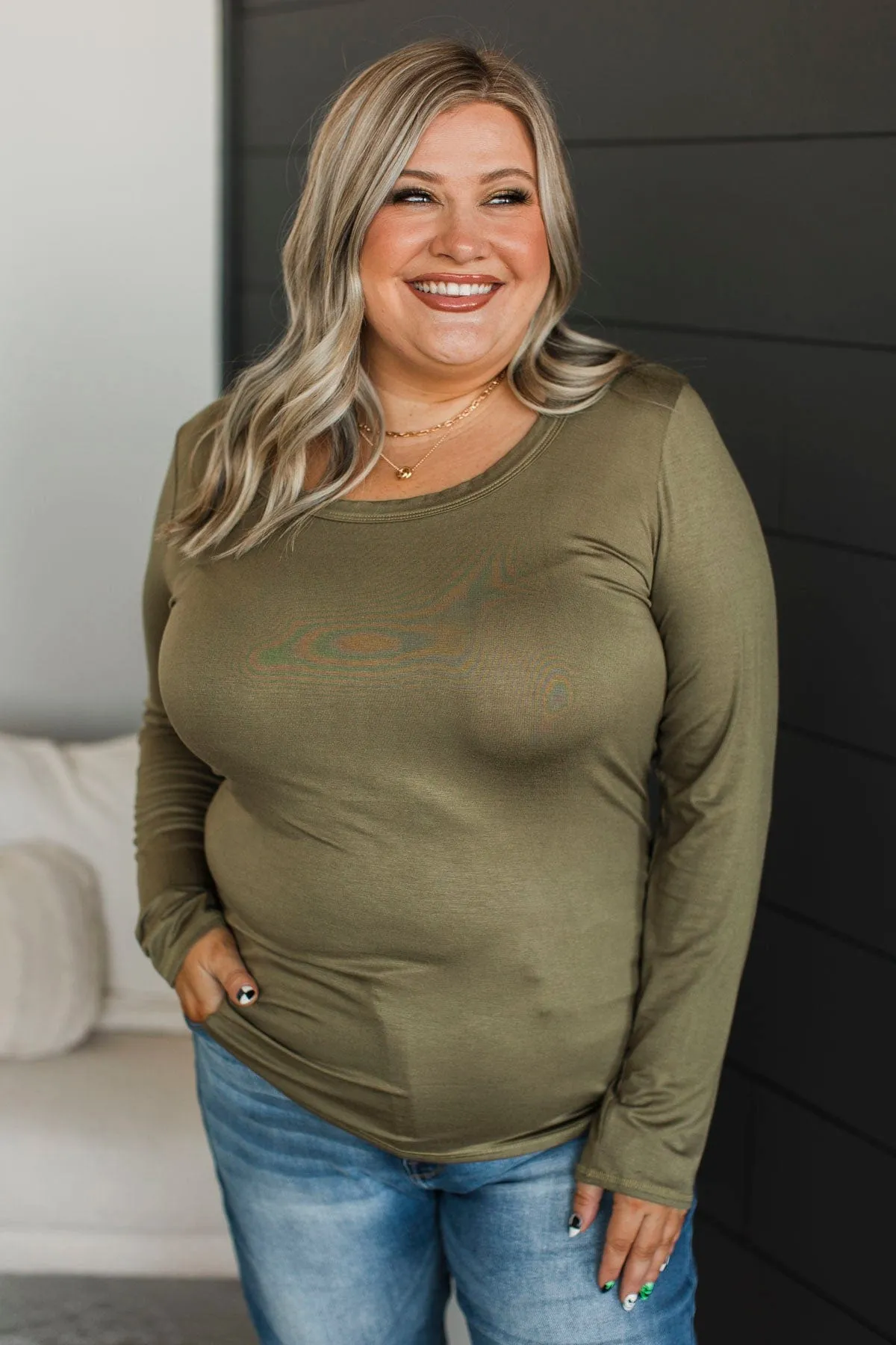 Genuine Connections Long Sleeve Top- Olive