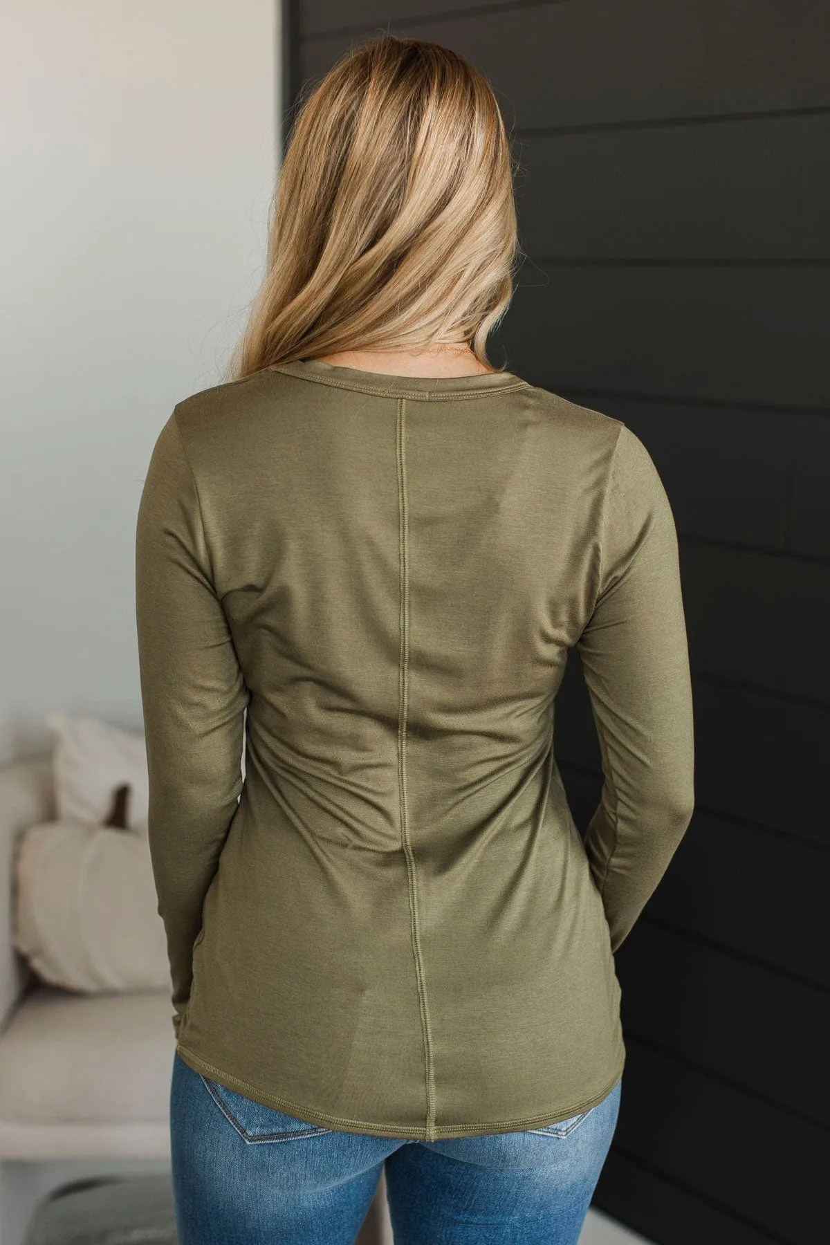 Genuine Connections Long Sleeve Top- Olive
