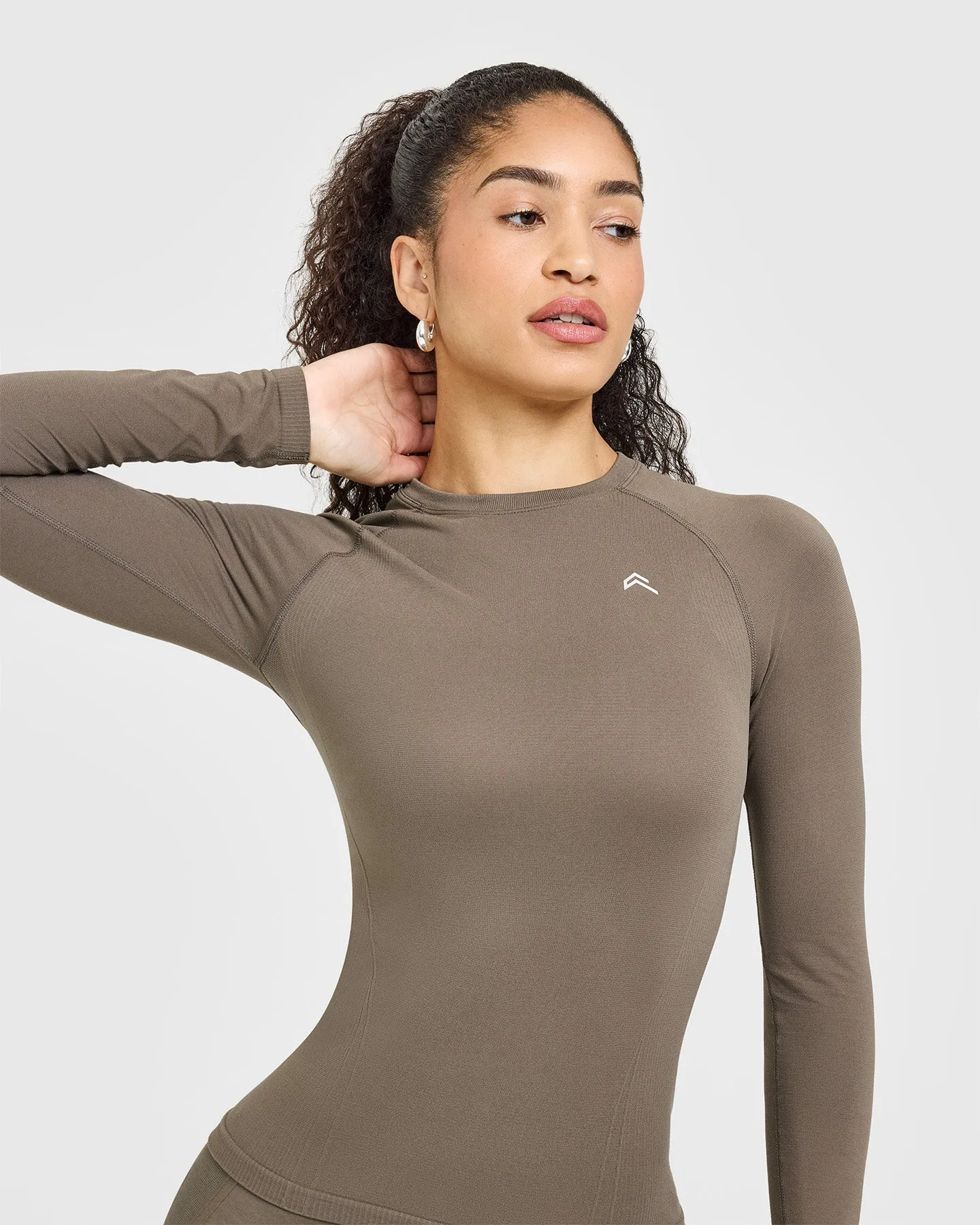 Go To Seamless Fitted Long Sleeve Top | Moss Brown