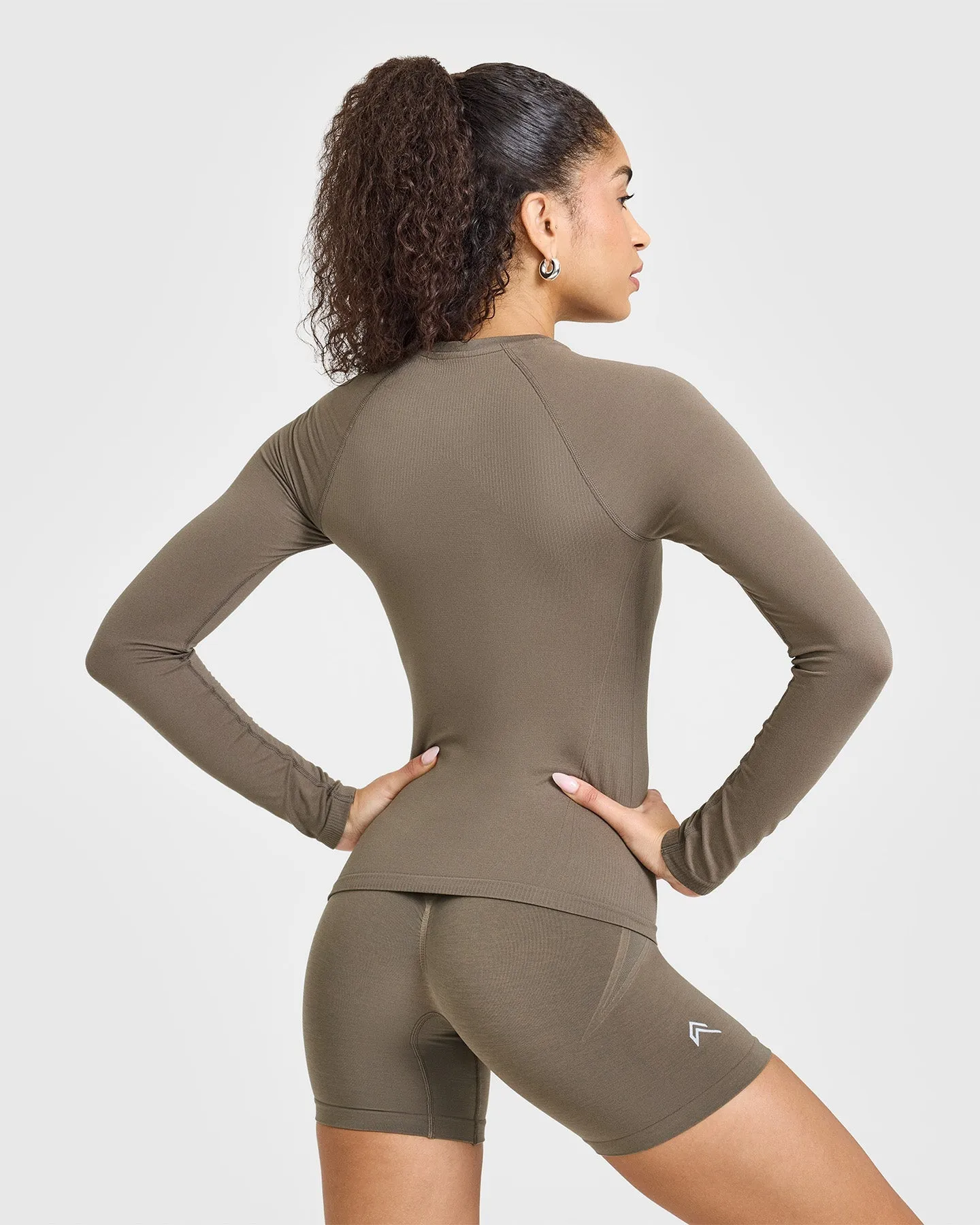 Go To Seamless Fitted Long Sleeve Top | Moss Brown
