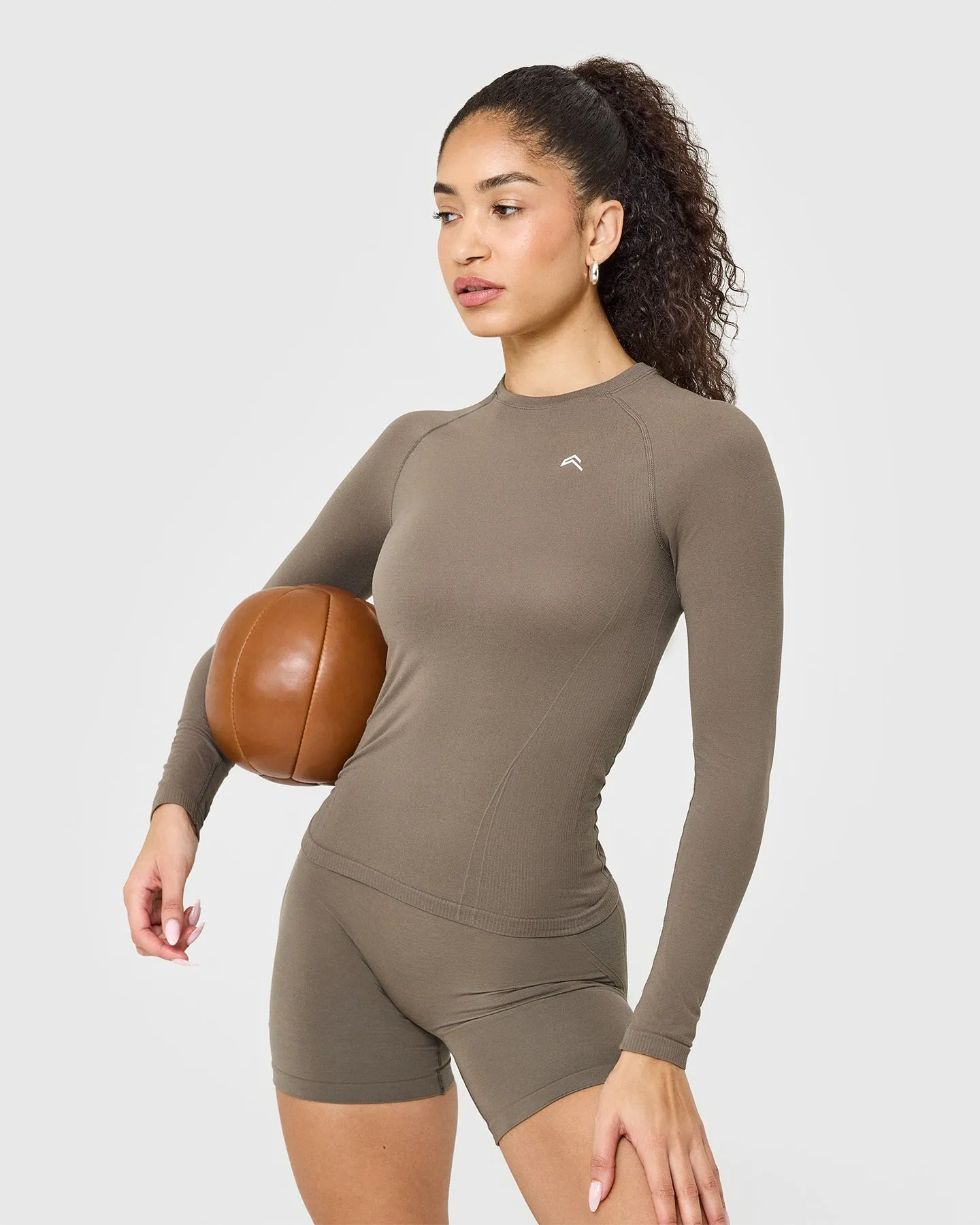 Go To Seamless Fitted Long Sleeve Top | Moss Brown