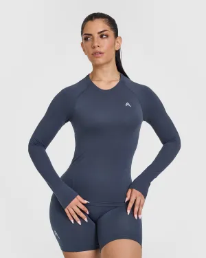 Go To Seamless Fitted Long Sleeve Top | True Blue