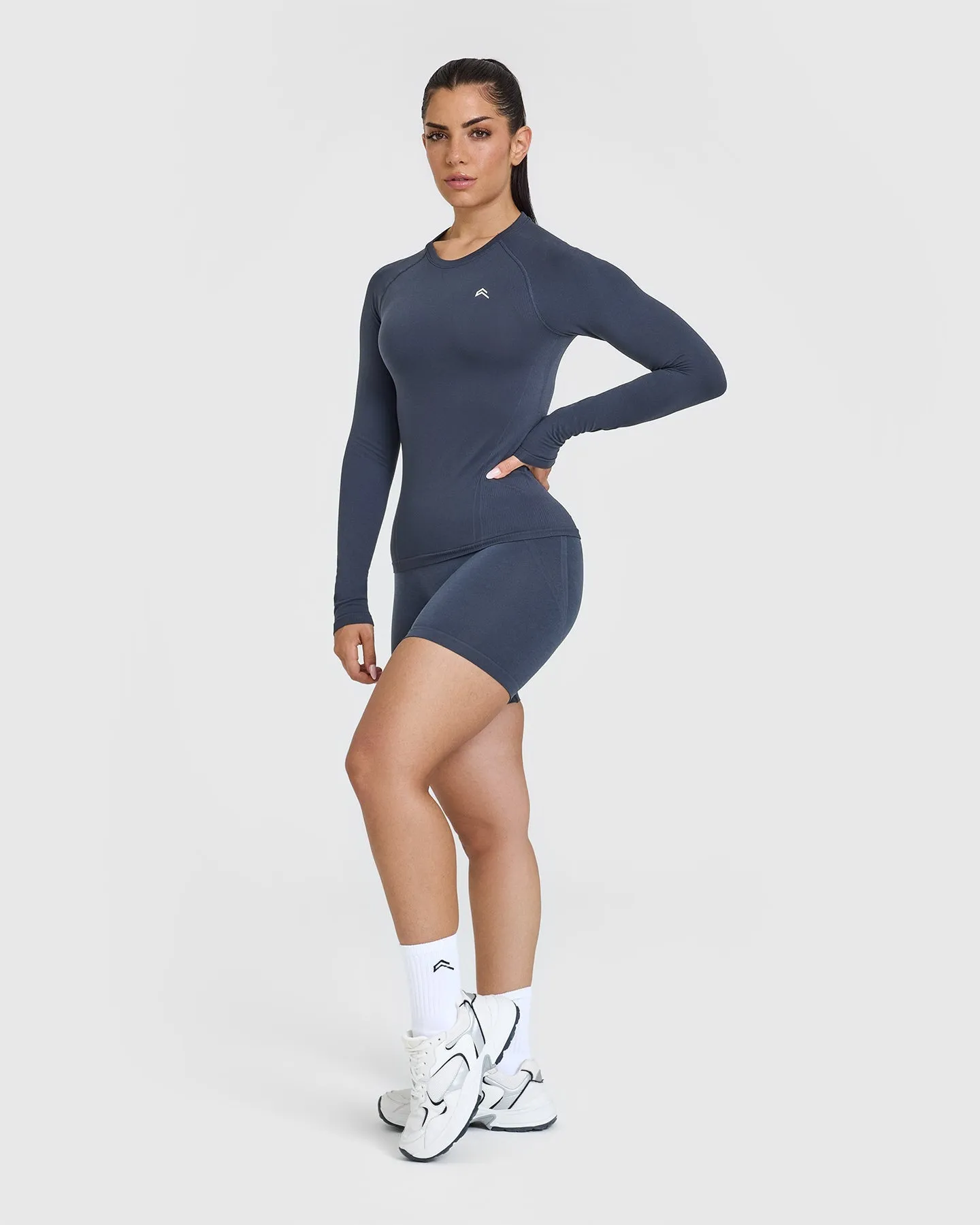 Go To Seamless Fitted Long Sleeve Top | True Blue