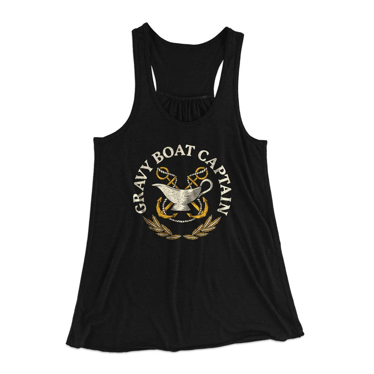 Gravy Boat Captain Funny Thanksgiving Women's Flowey Racerback Tank Top