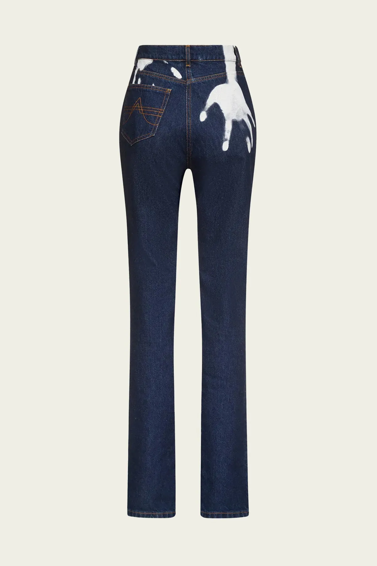 Handprint Straight Leg Jean in Dark Blue
