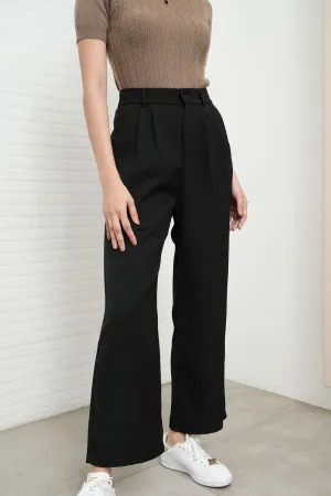 HARVEY High-Waist Tailored Straight Leg Trousers (Black)