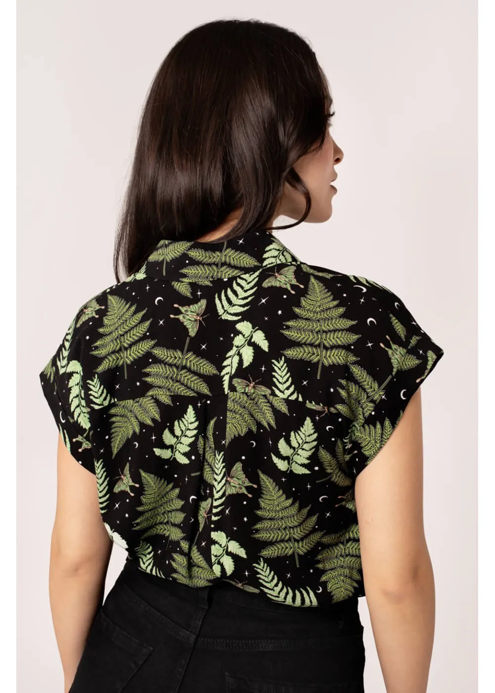 Hell Bunny Gaia Leaves 40's Shirt Black