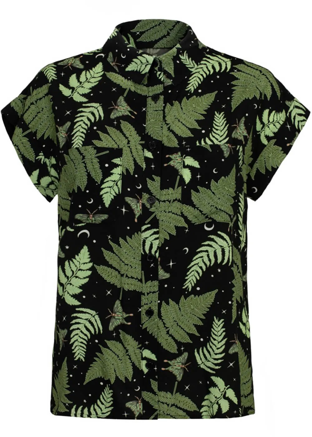 Hell Bunny Gaia Leaves 40's Shirt Black