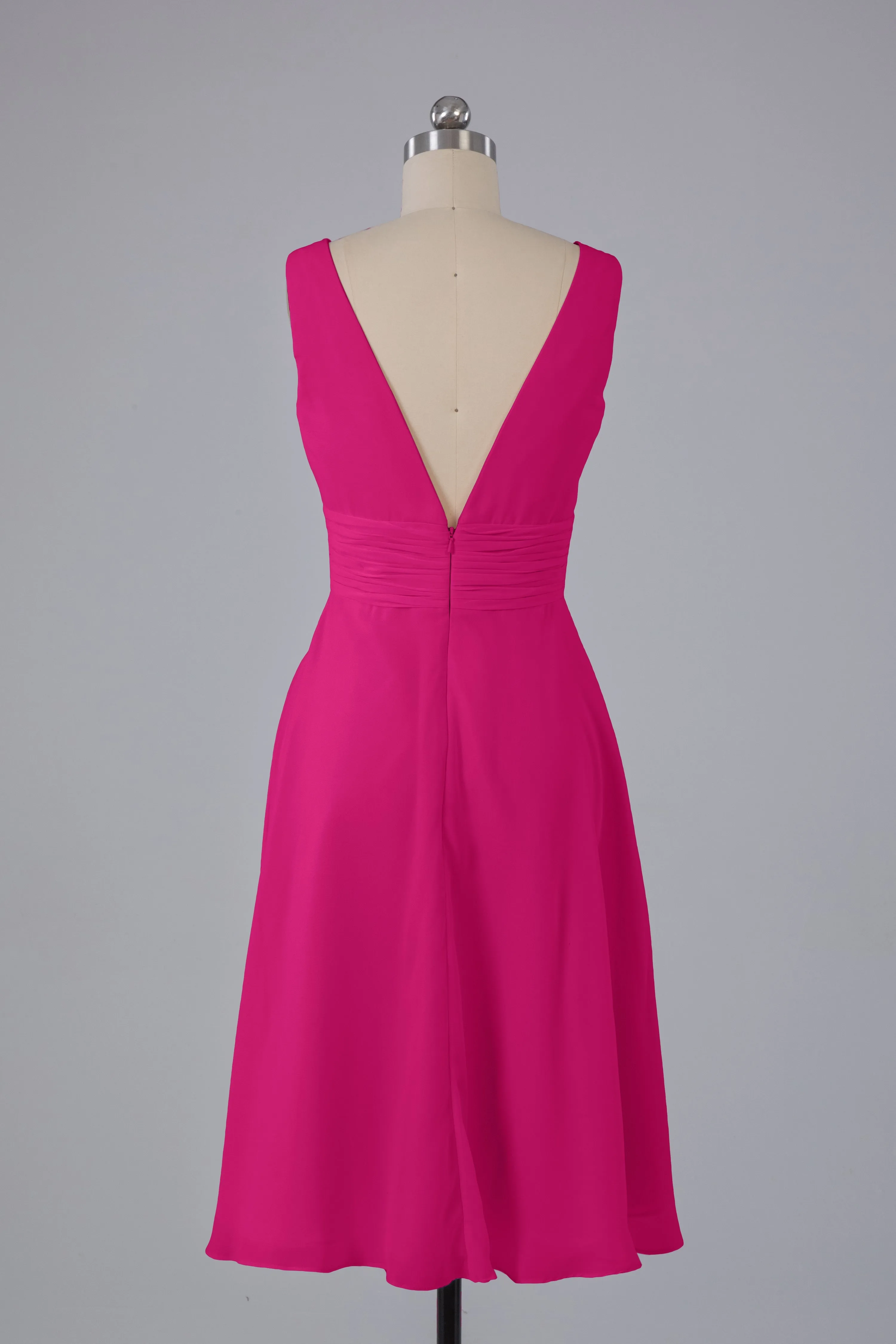 High Low Knee Length V-Neck Bridesmaid Dresses