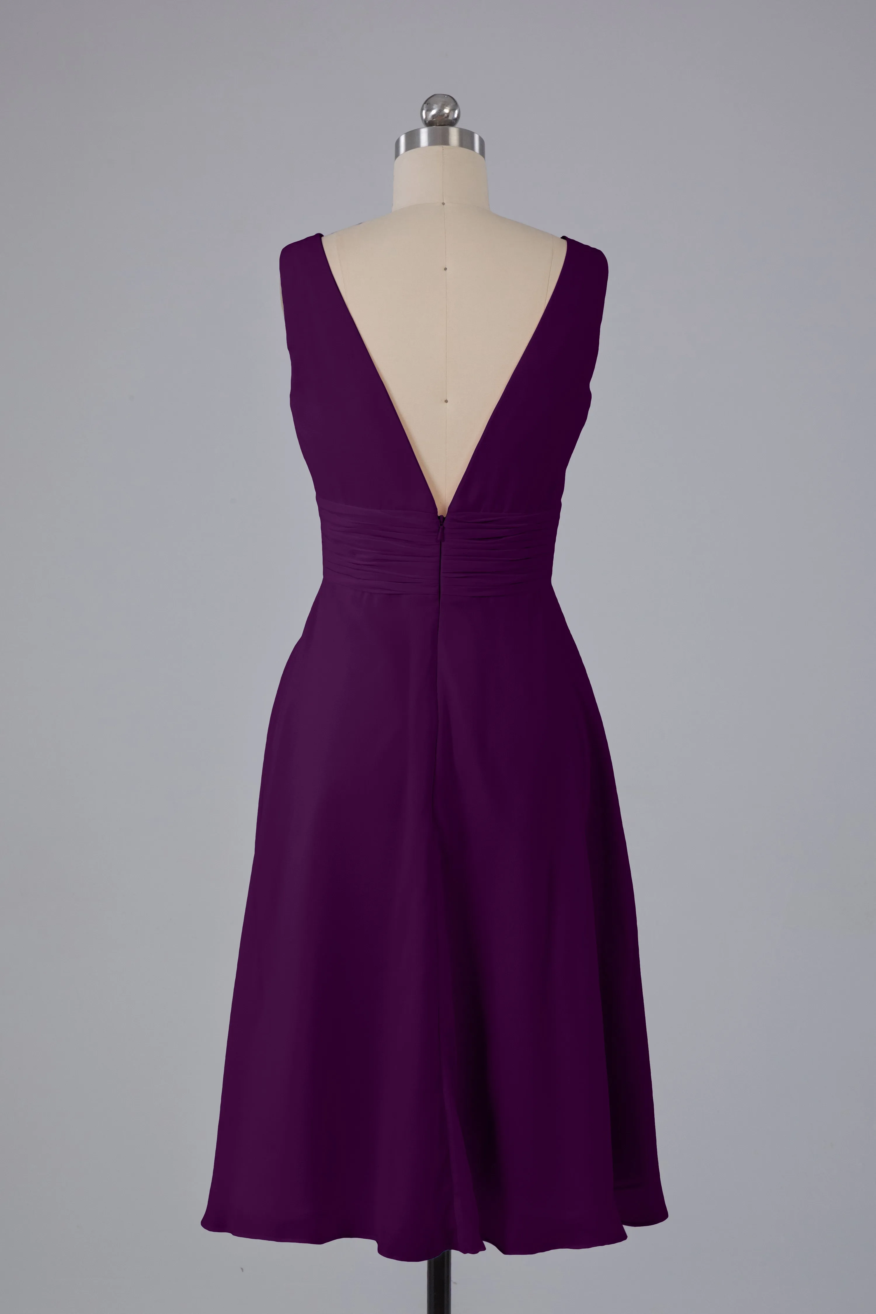 High Low Knee Length V-Neck Bridesmaid Dresses