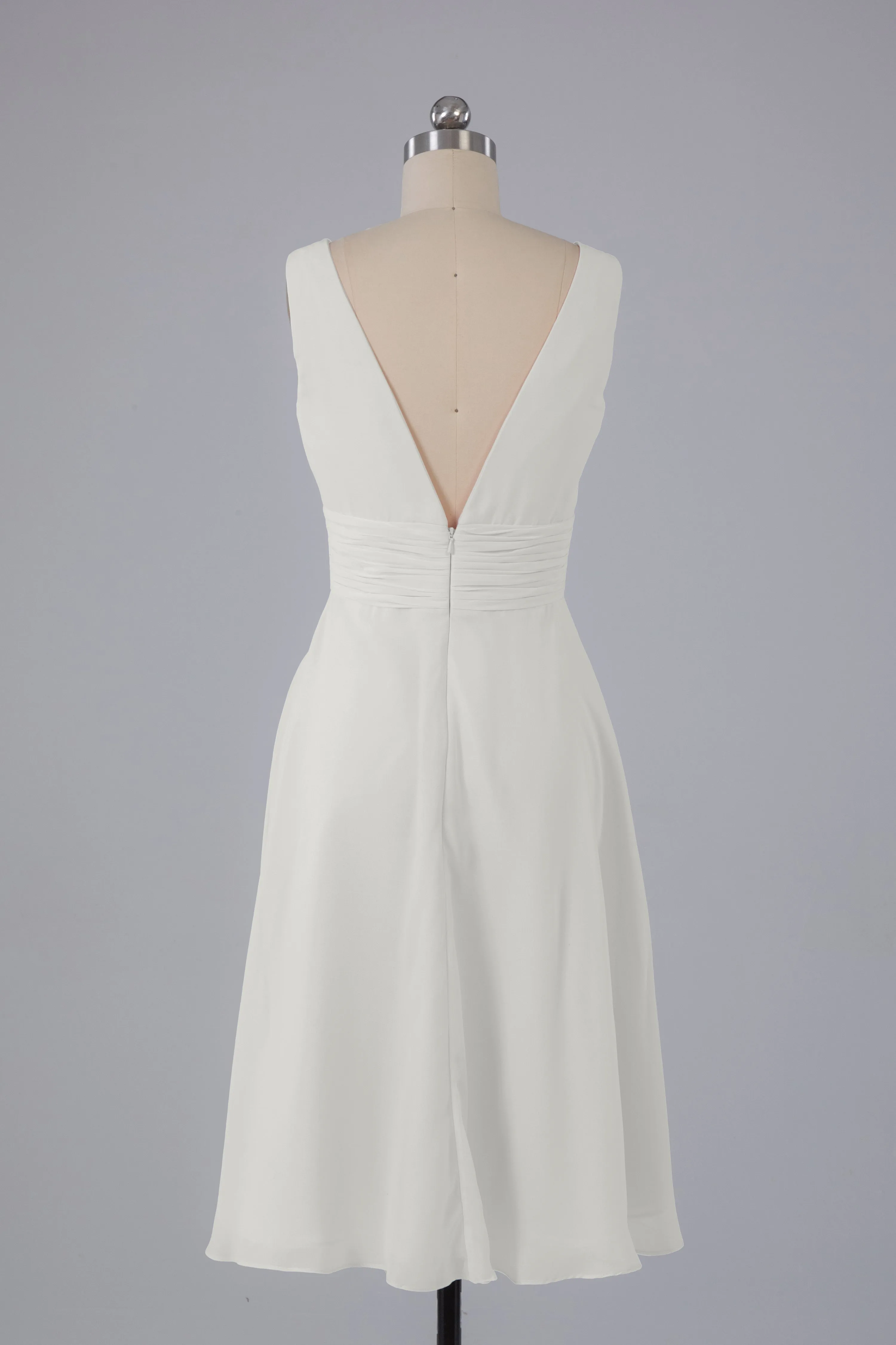 High Low Knee Length V-Neck Bridesmaid Dresses