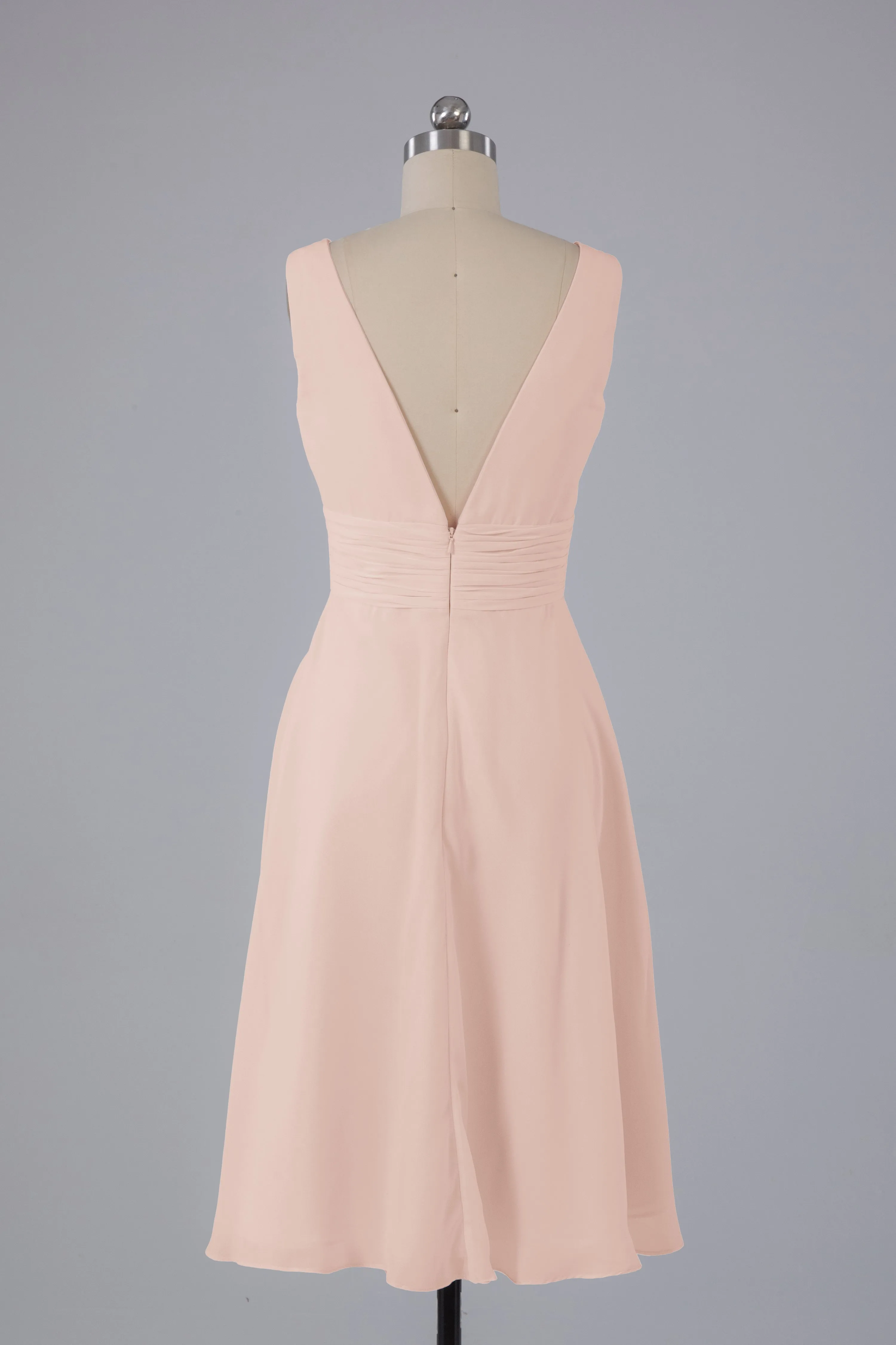 High Low Knee Length V-Neck Bridesmaid Dresses