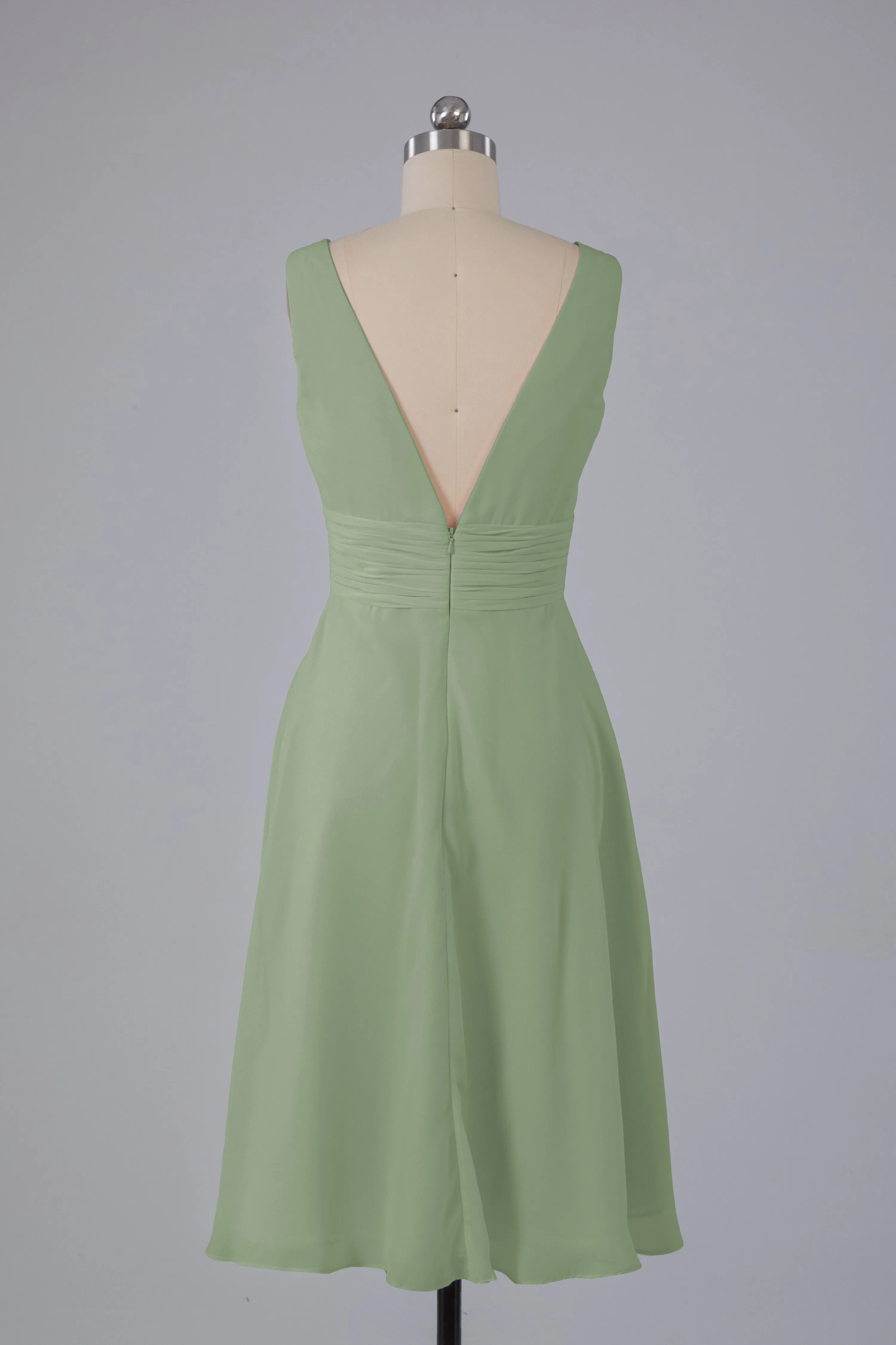 High Low Knee Length V-Neck Bridesmaid Dresses