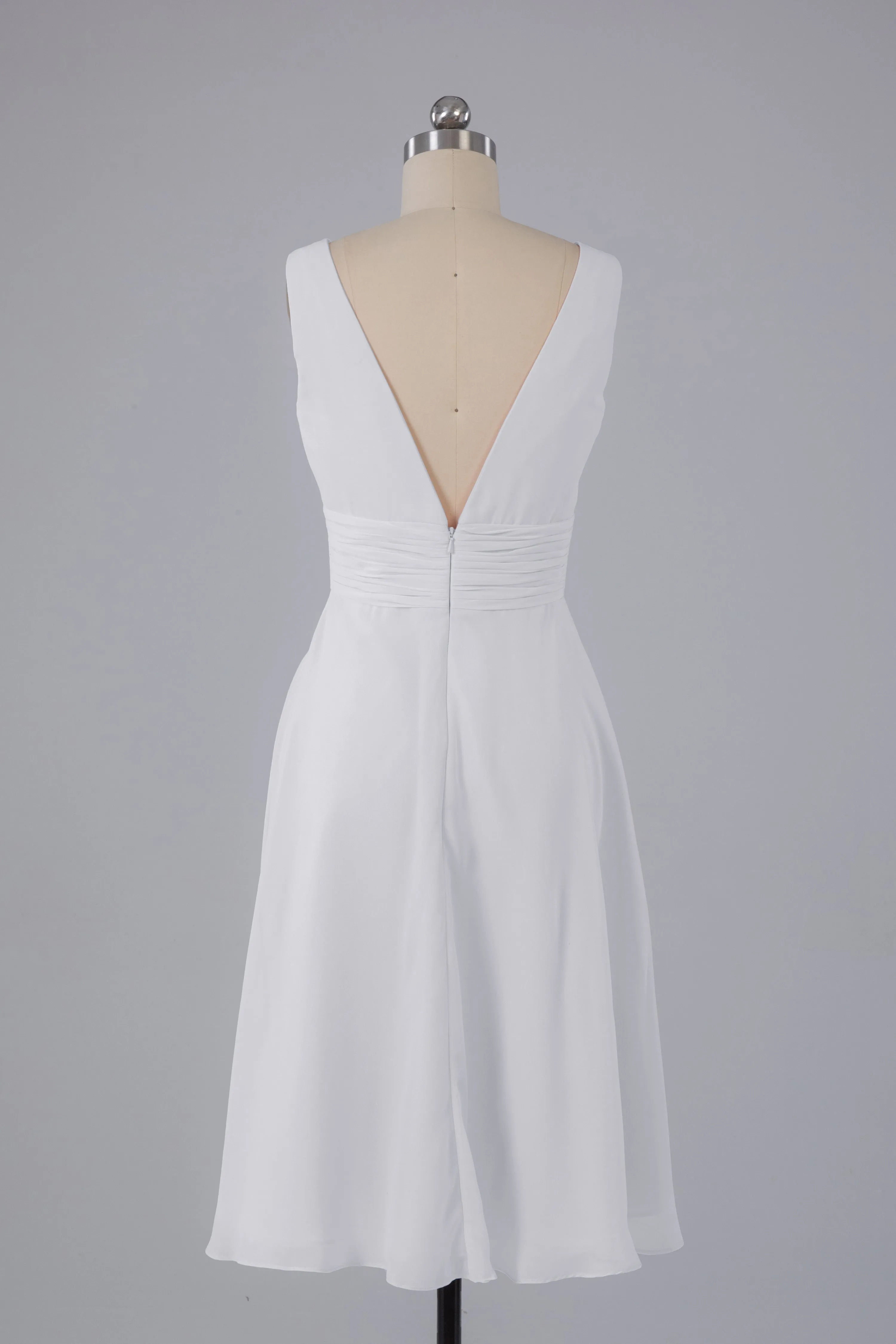 High Low Knee Length V-Neck Bridesmaid Dresses