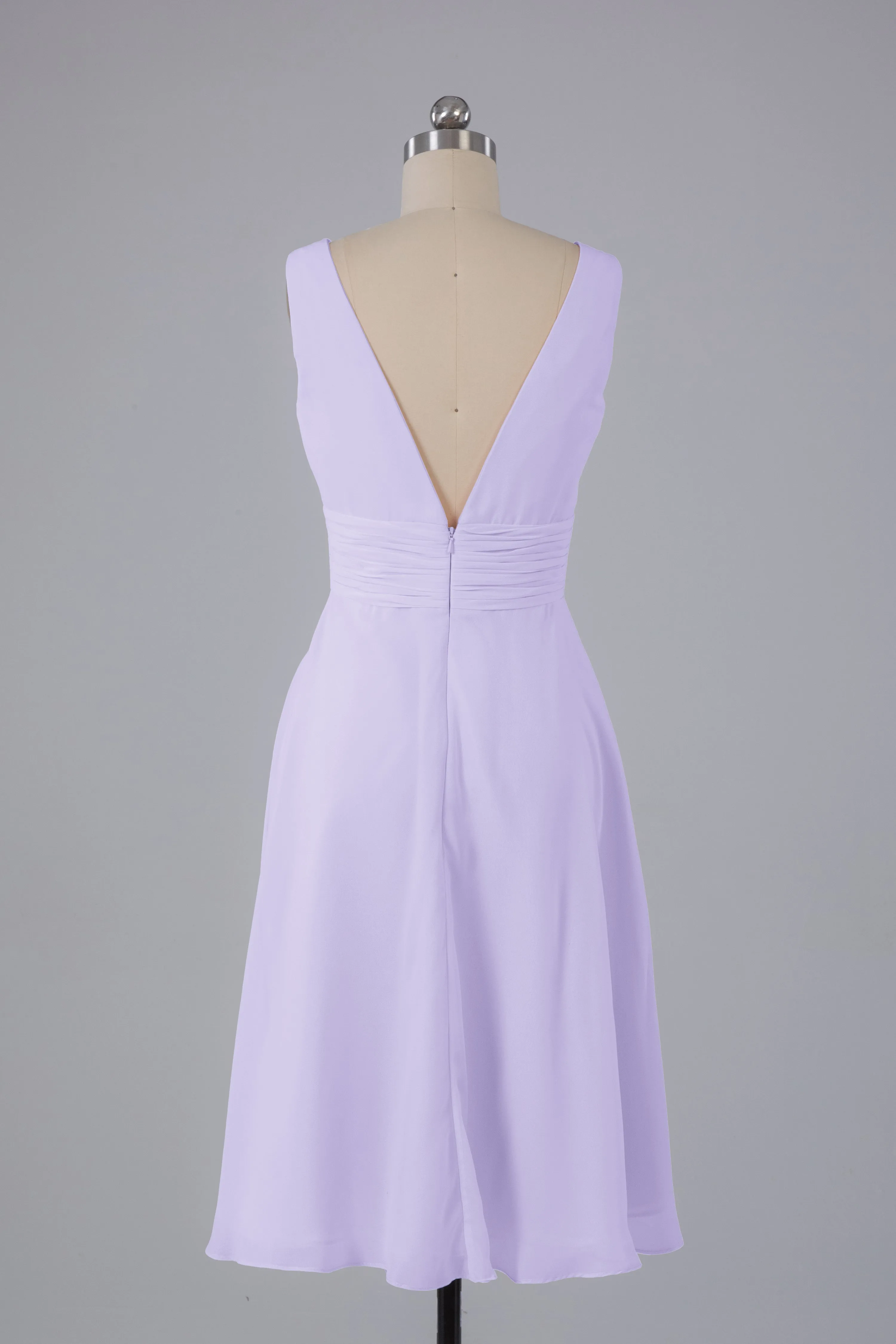 High Low Knee Length V-Neck Bridesmaid Dresses