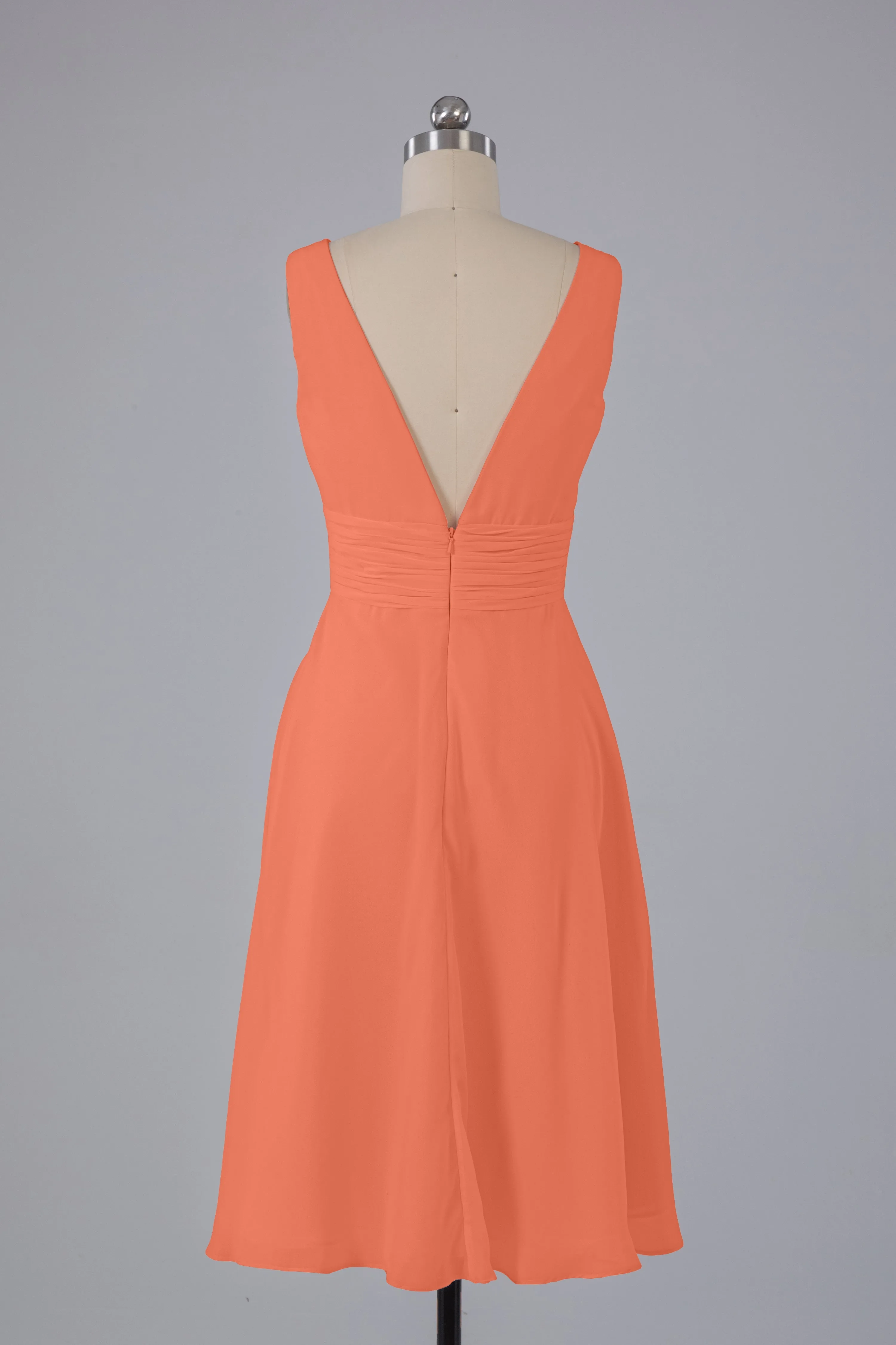 High Low Knee Length V-Neck Bridesmaid Dresses