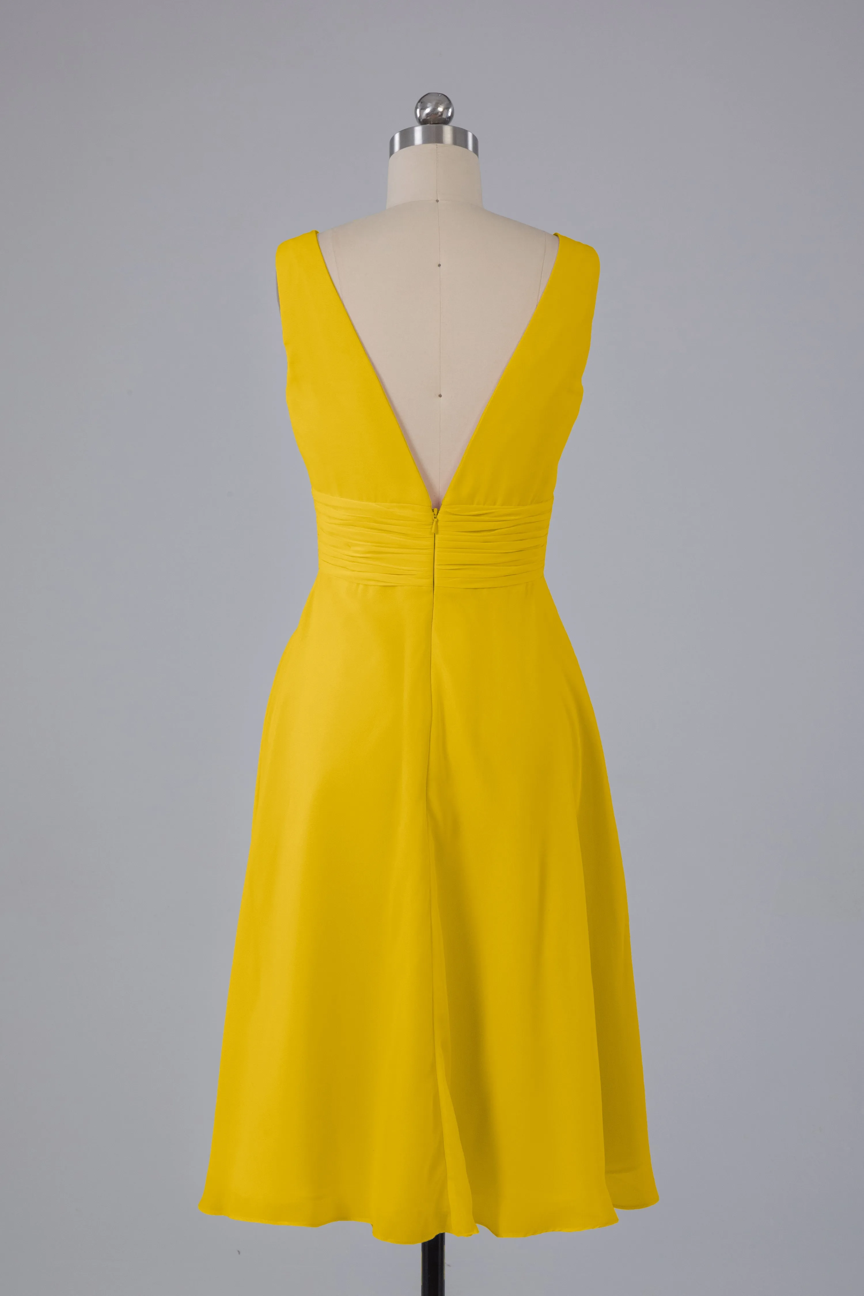 High Low Knee Length V-Neck Bridesmaid Dresses