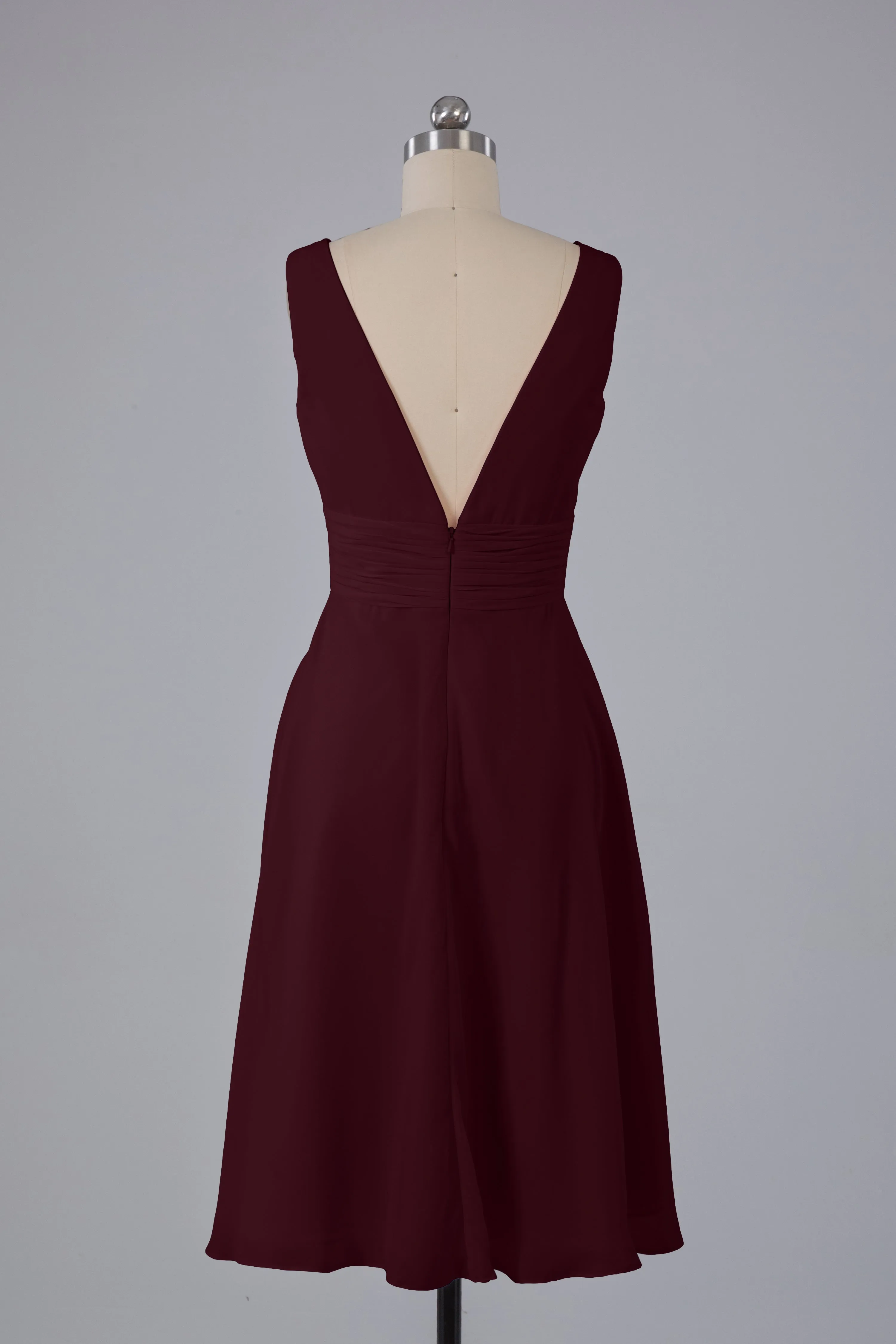 High Low Knee Length V-Neck Bridesmaid Dresses