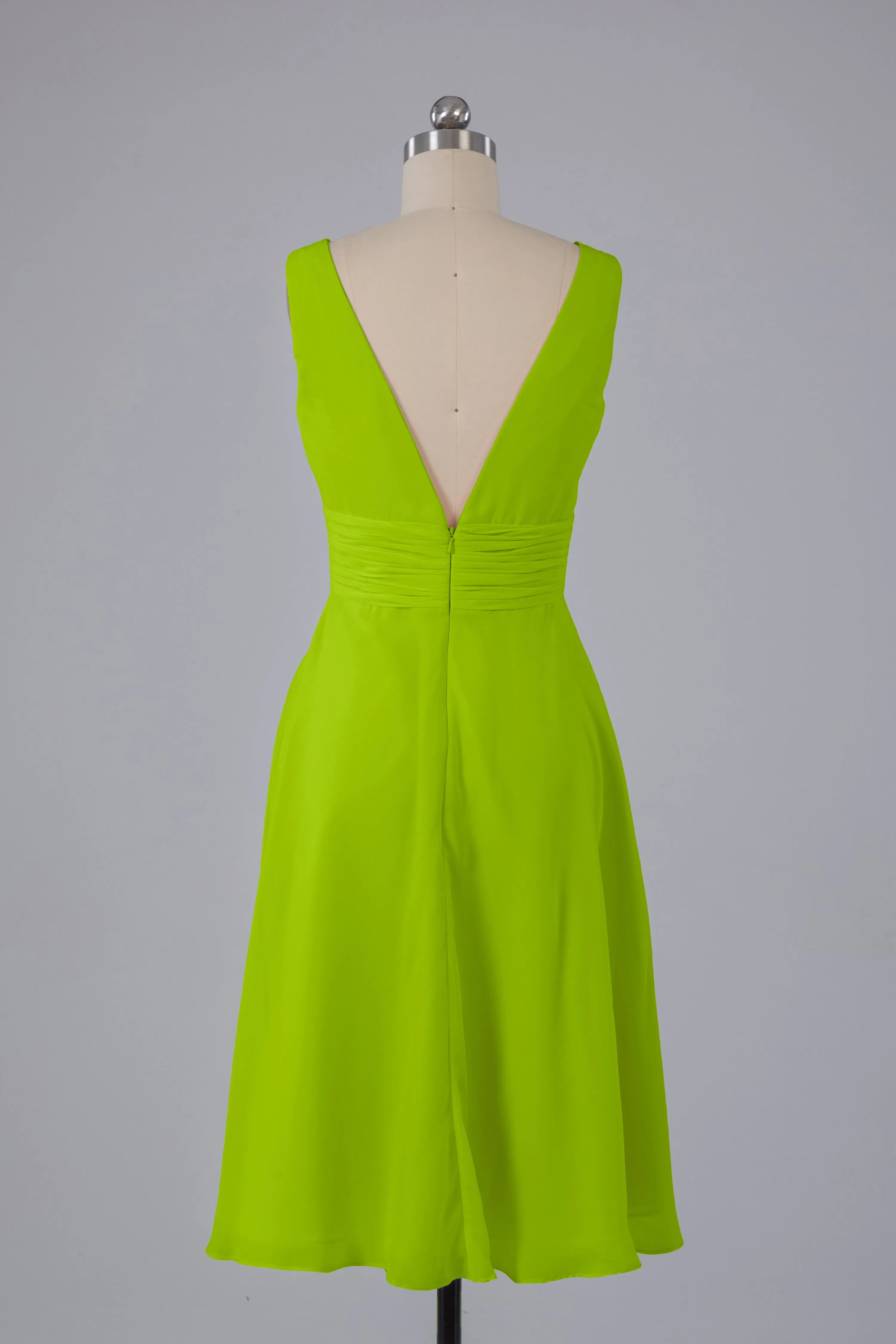 High Low Knee Length V-Neck Bridesmaid Dresses