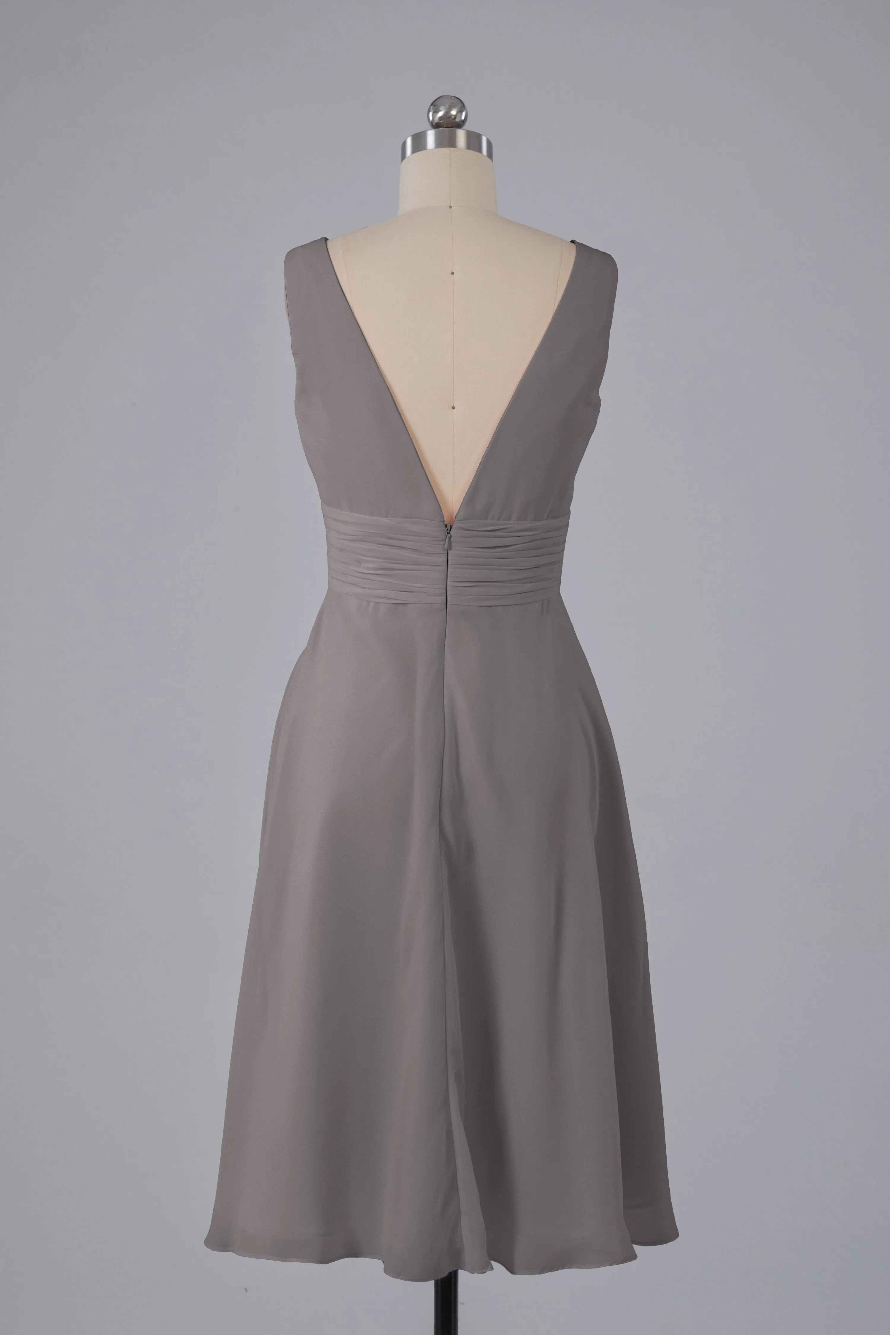 High Low Knee Length V-Neck Bridesmaid Dresses