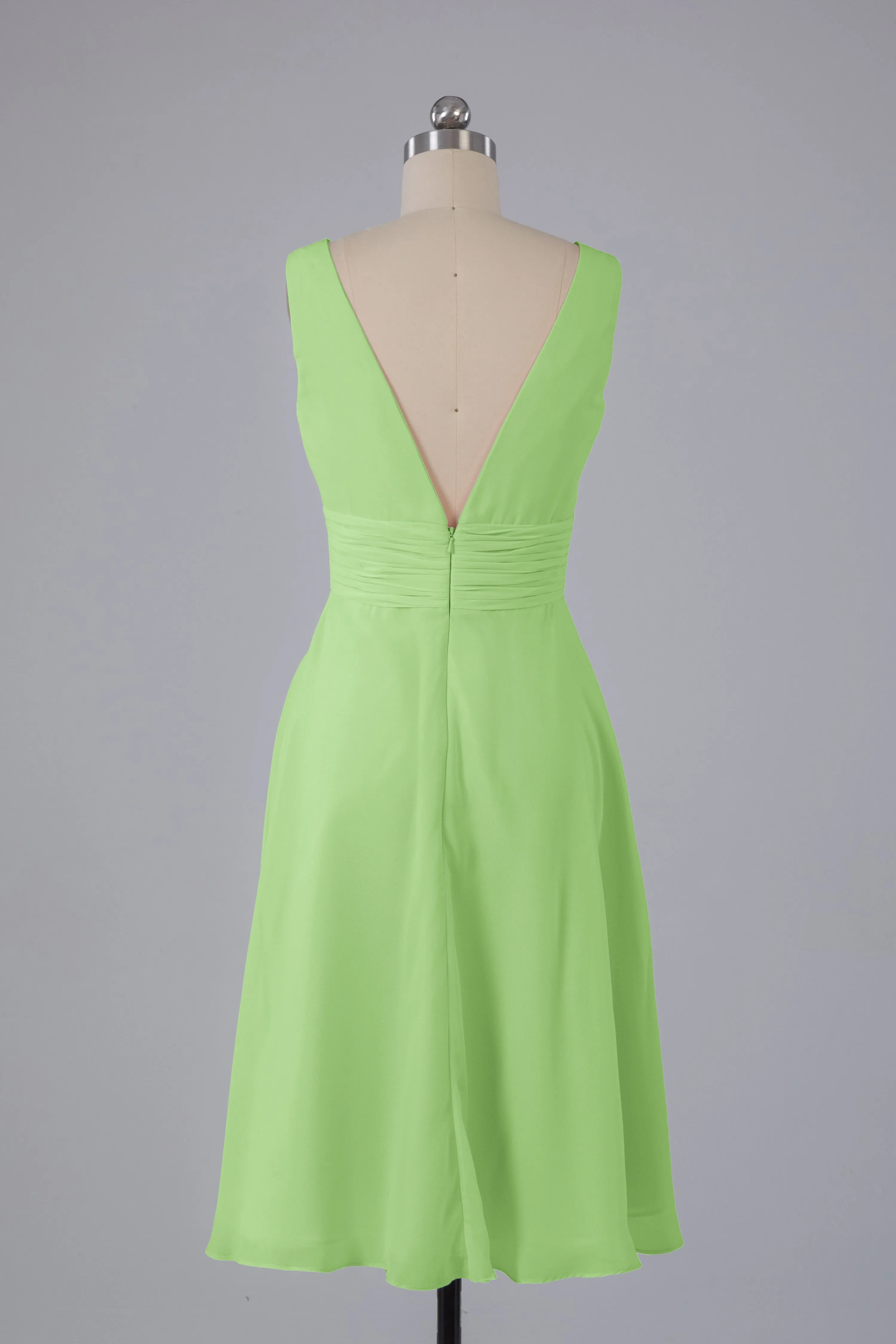 High Low Knee Length V-Neck Bridesmaid Dresses