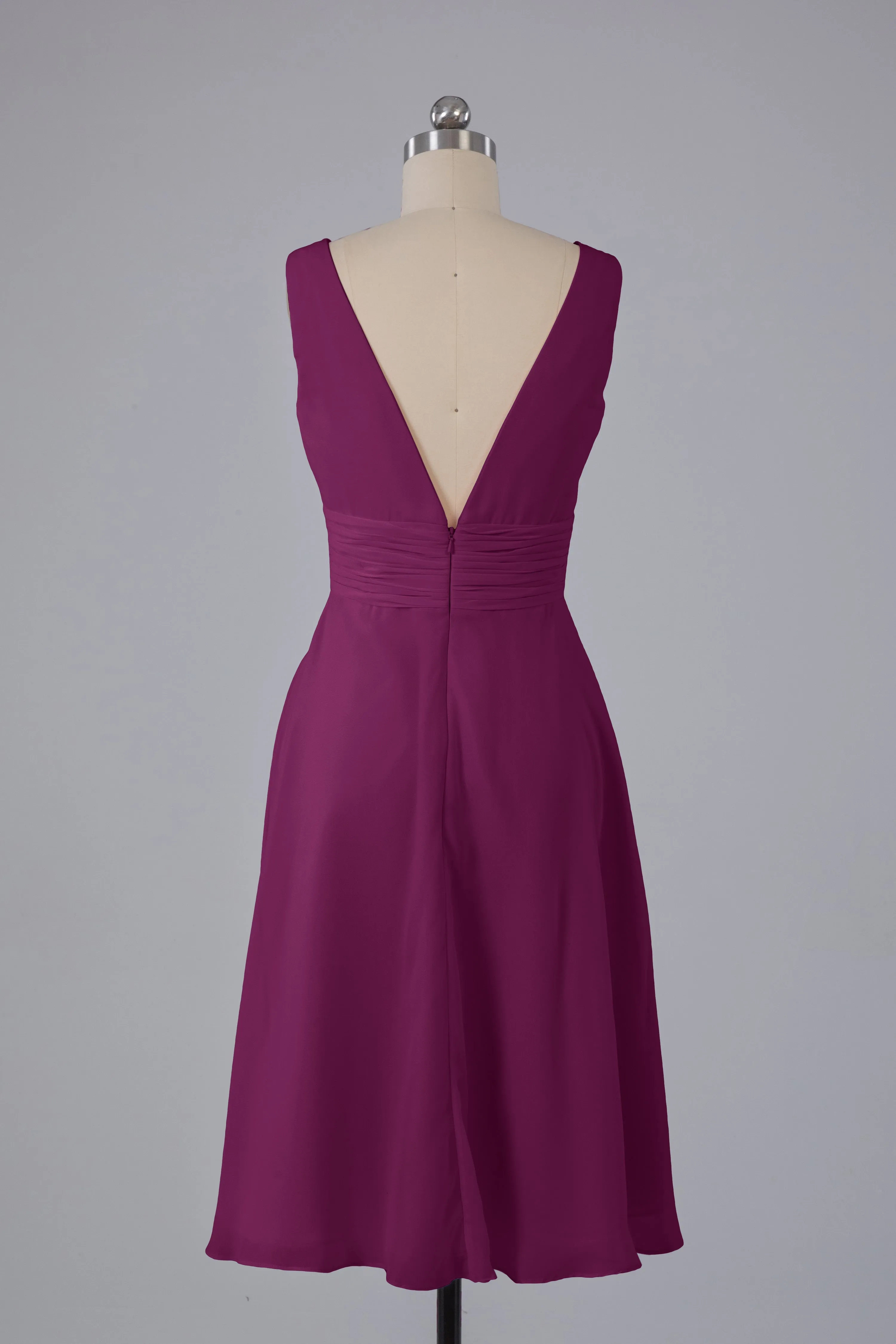 High Low Knee Length V-Neck Bridesmaid Dresses
