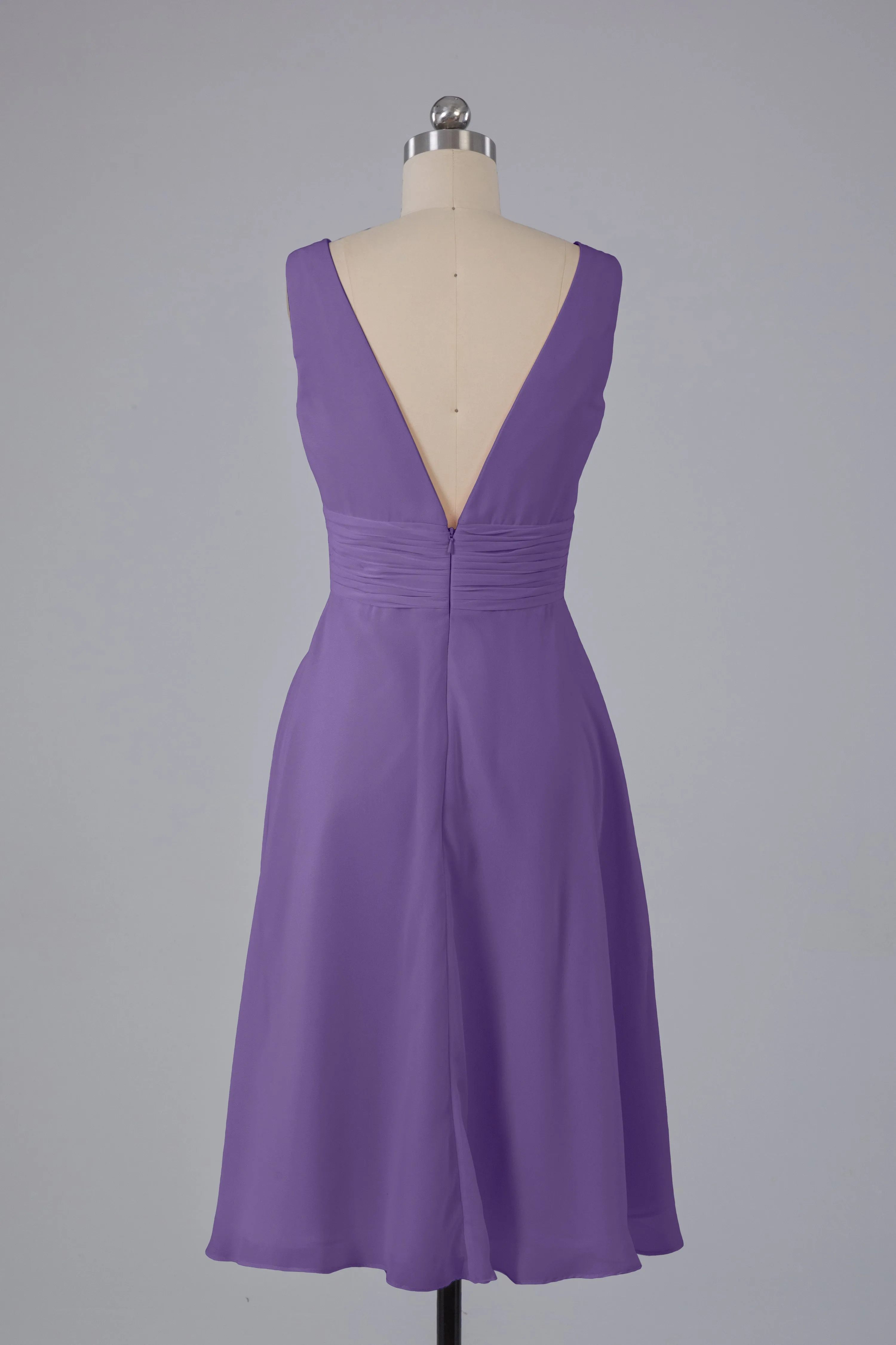 High Low Knee Length V-Neck Bridesmaid Dresses