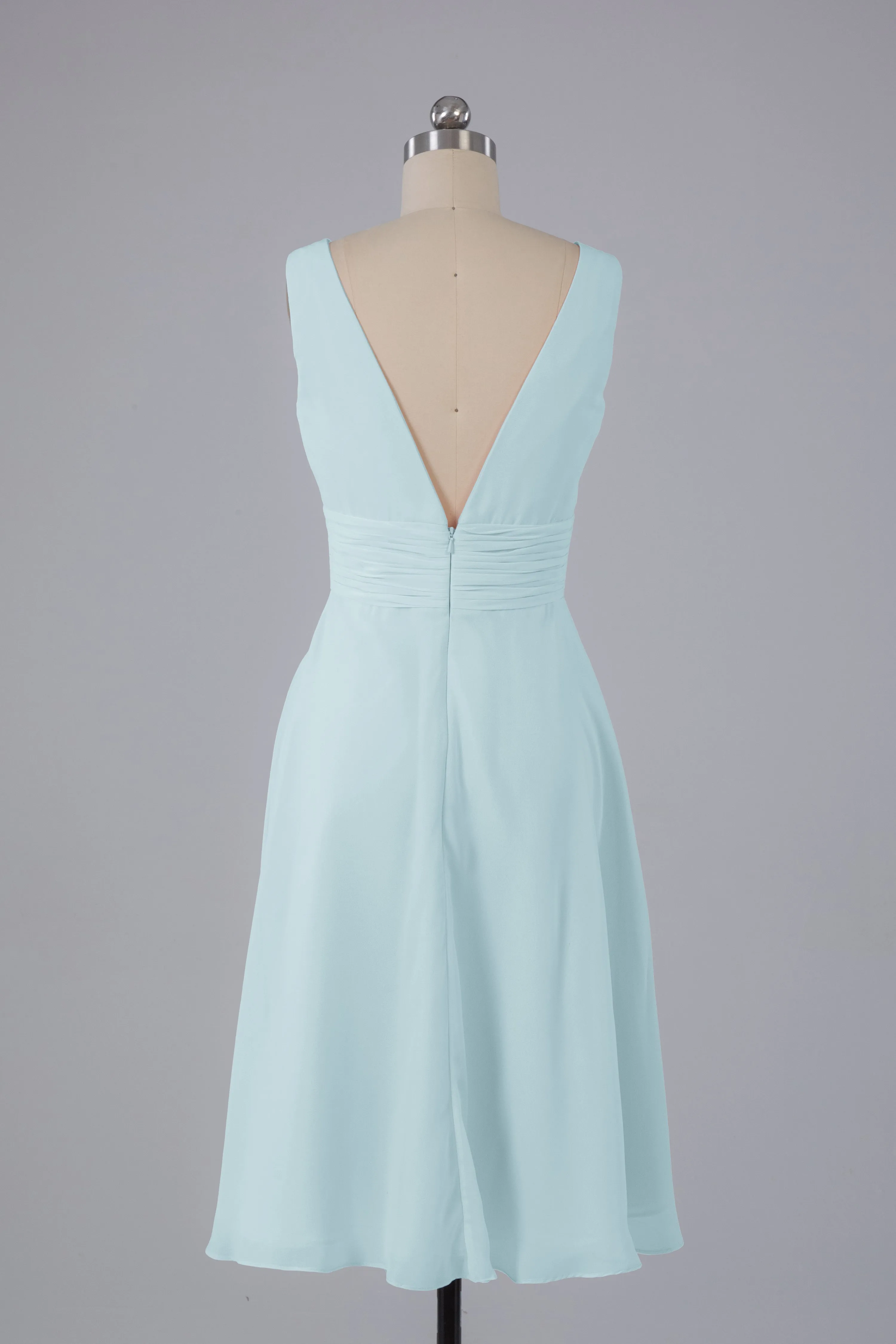 High Low Knee Length V-Neck Bridesmaid Dresses