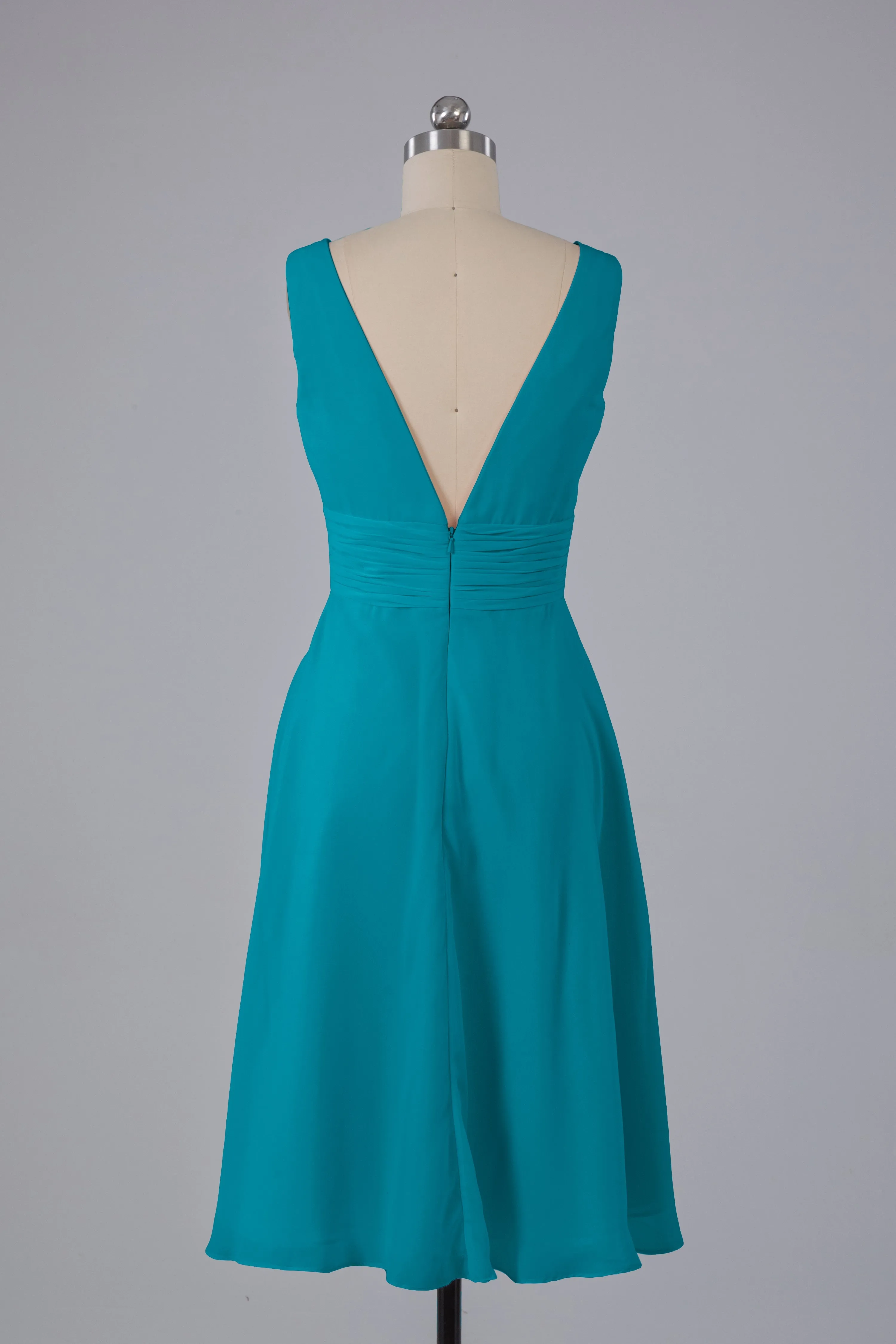High Low Knee Length V-Neck Bridesmaid Dresses
