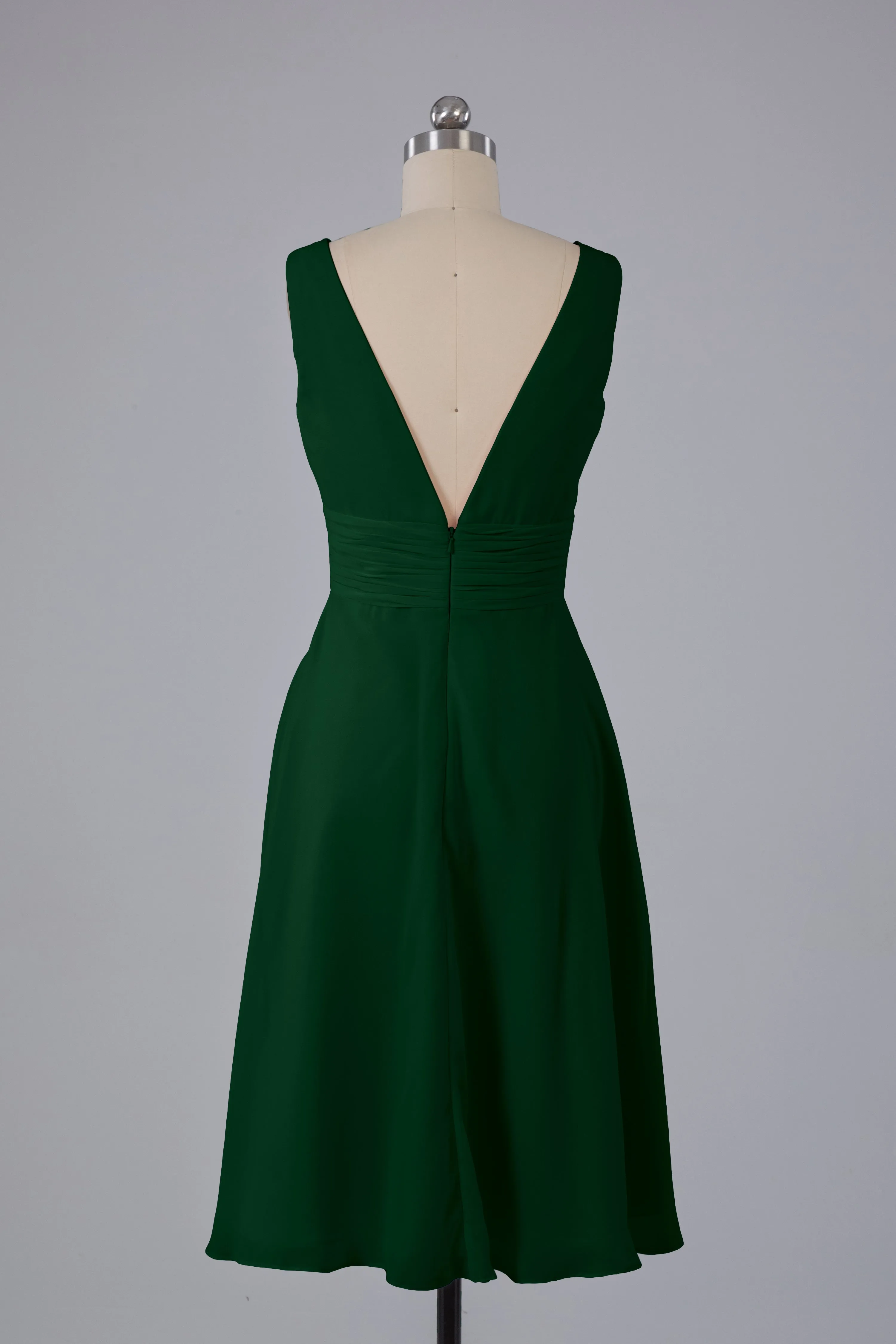High Low Knee Length V-Neck Bridesmaid Dresses