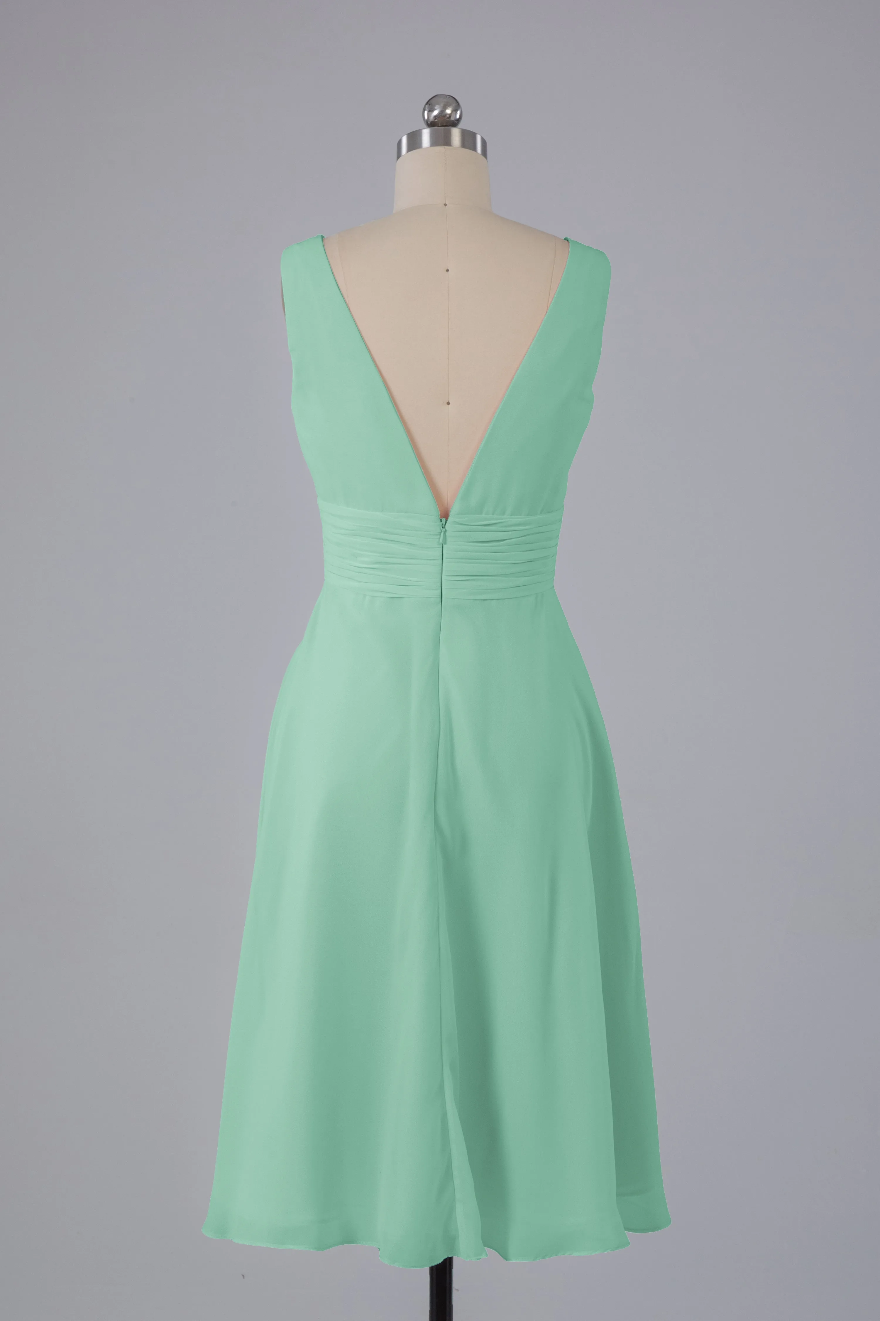 High Low Knee Length V-Neck Bridesmaid Dresses