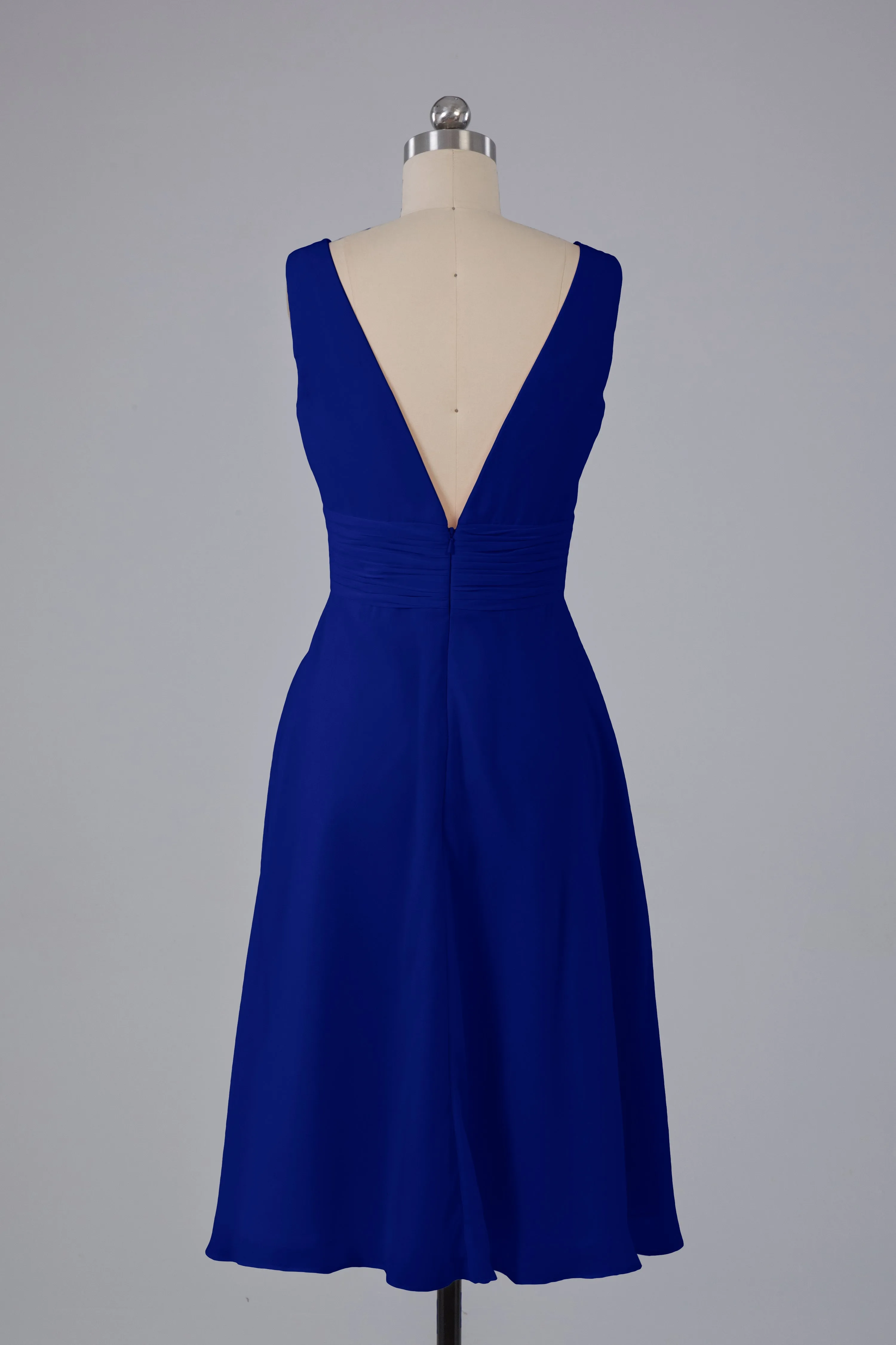 High Low Knee Length V-Neck Bridesmaid Dresses