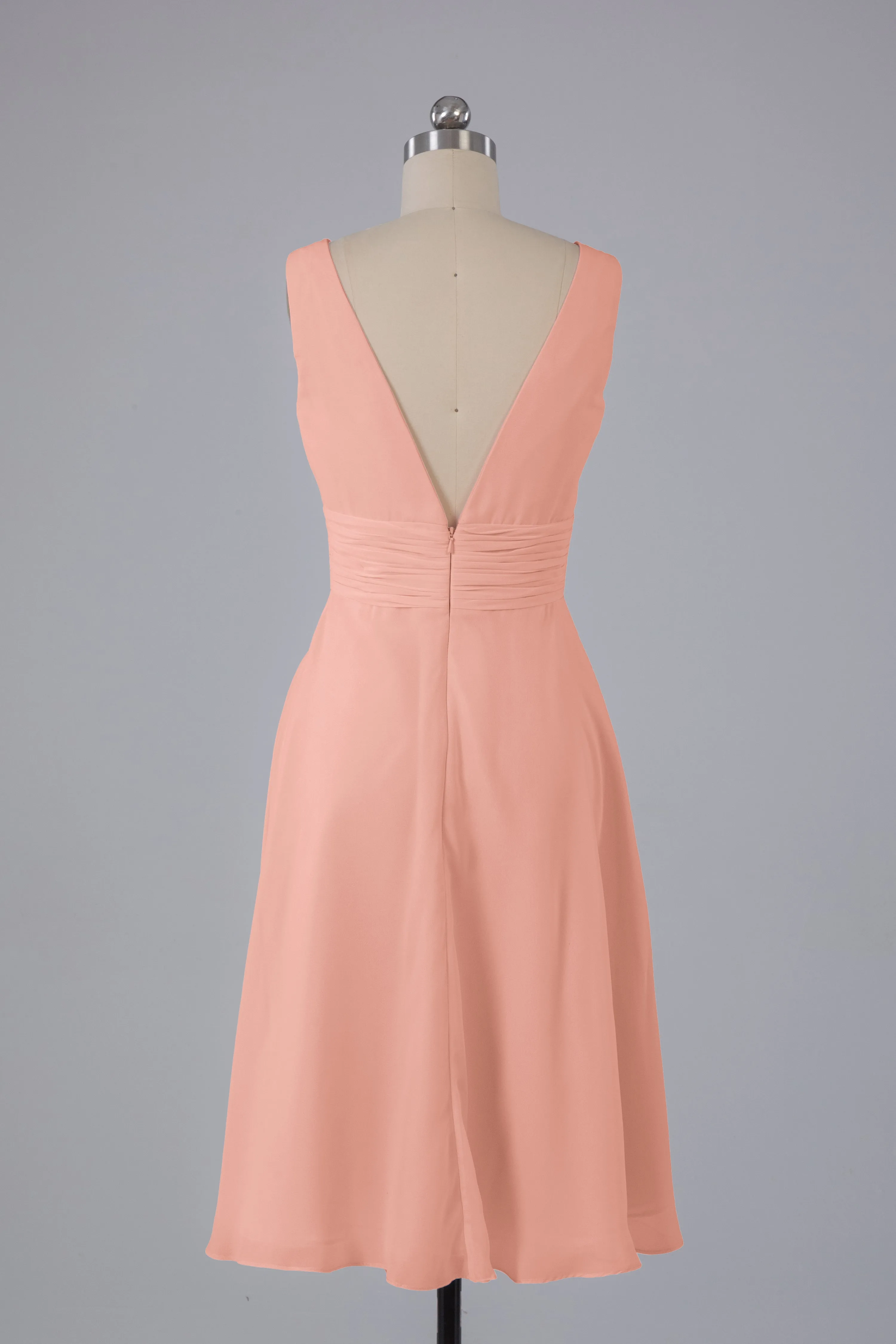 High Low Knee Length V-Neck Bridesmaid Dresses