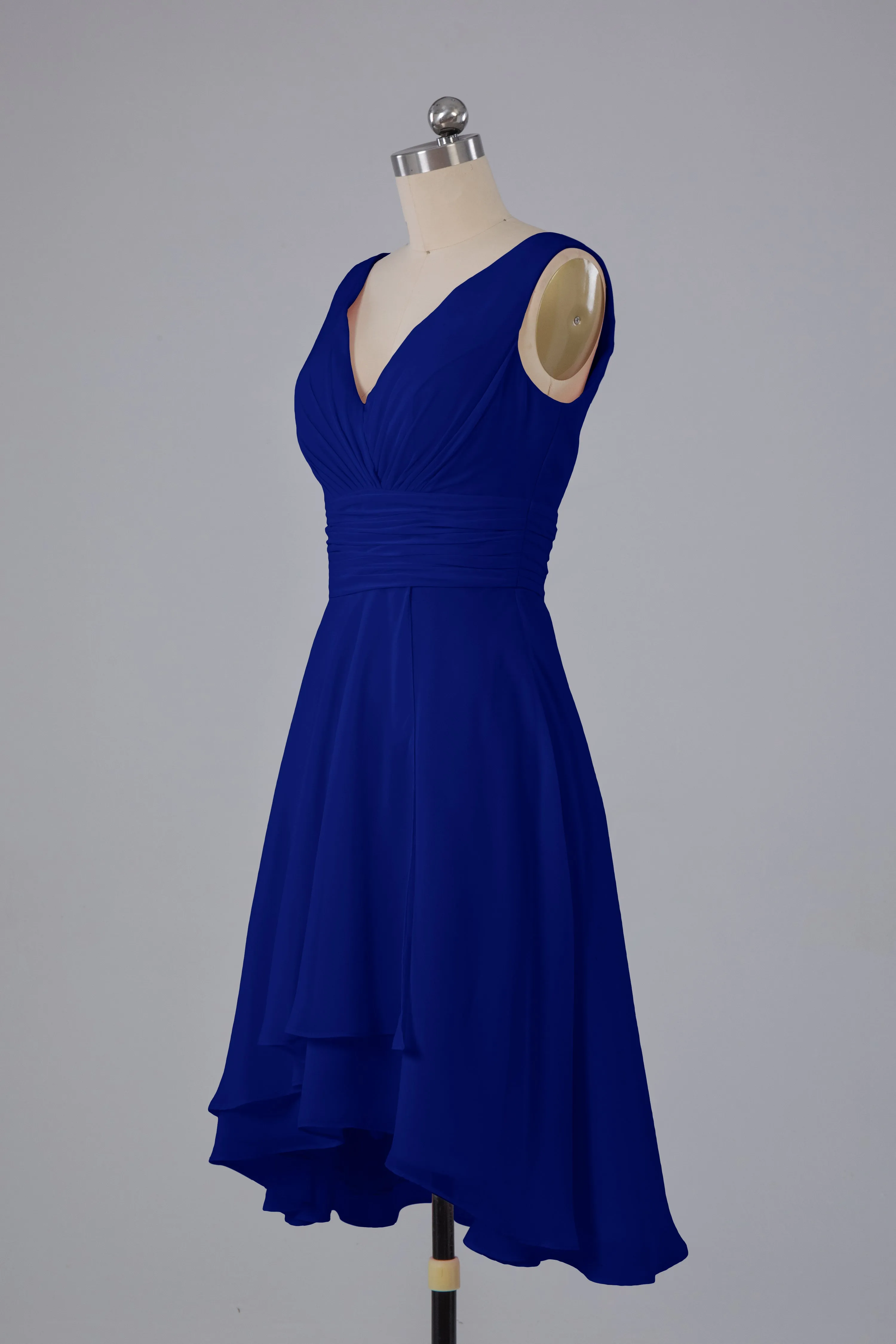 High Low Knee Length V-Neck Bridesmaid Dresses