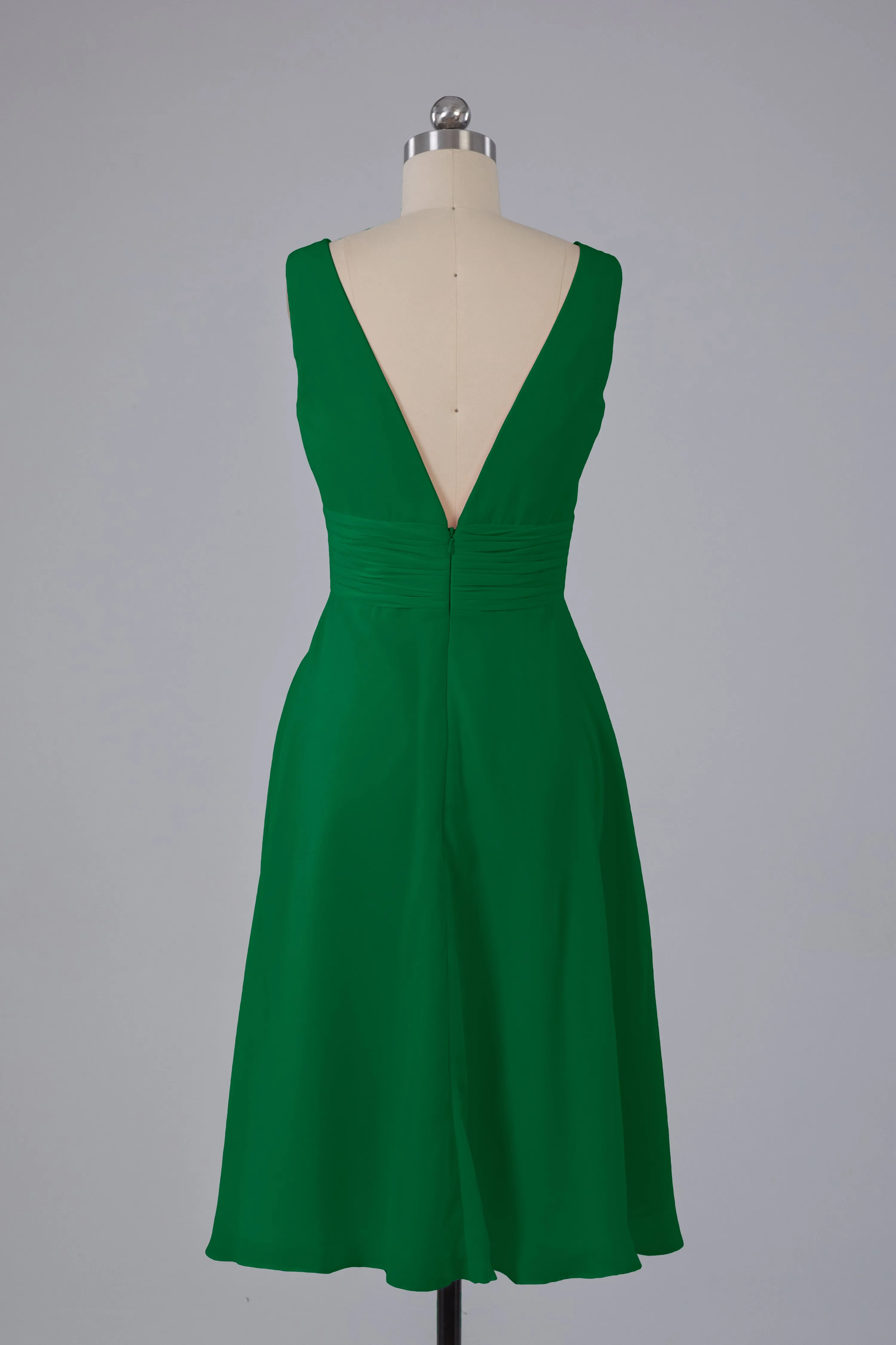 High Low Knee Length V-Neck Bridesmaid Dresses