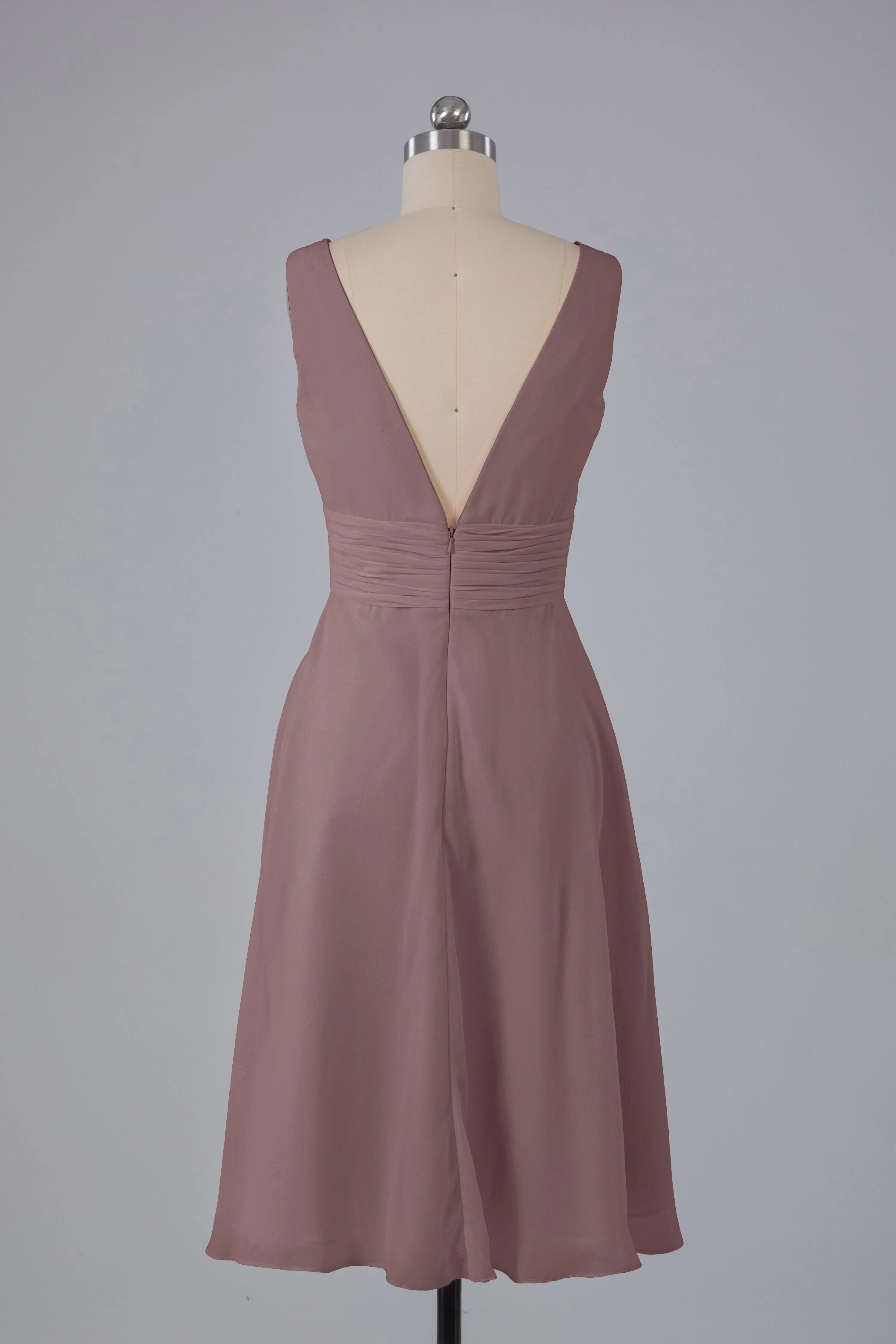 High Low Knee Length V-Neck Bridesmaid Dresses