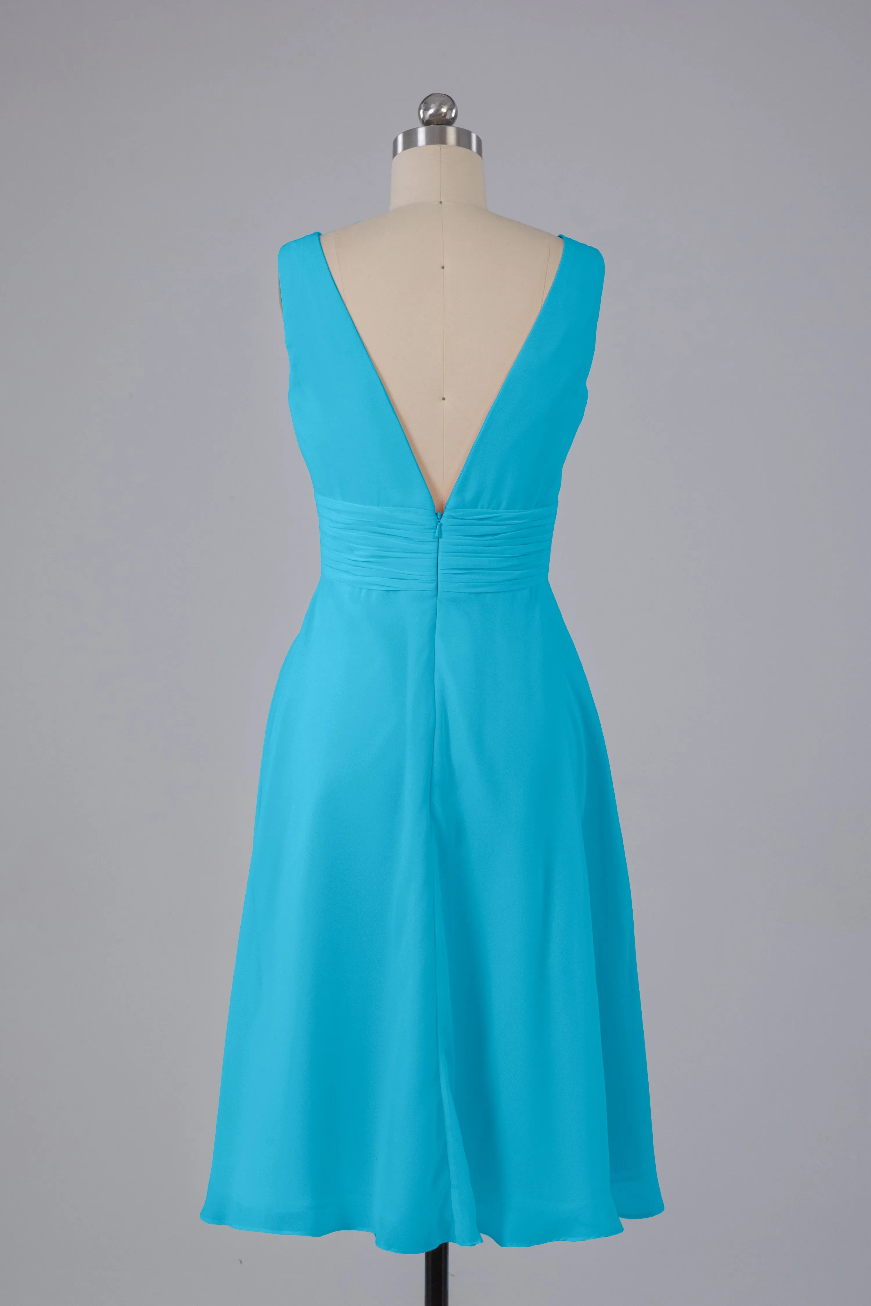 High Low Knee Length V-Neck Bridesmaid Dresses
